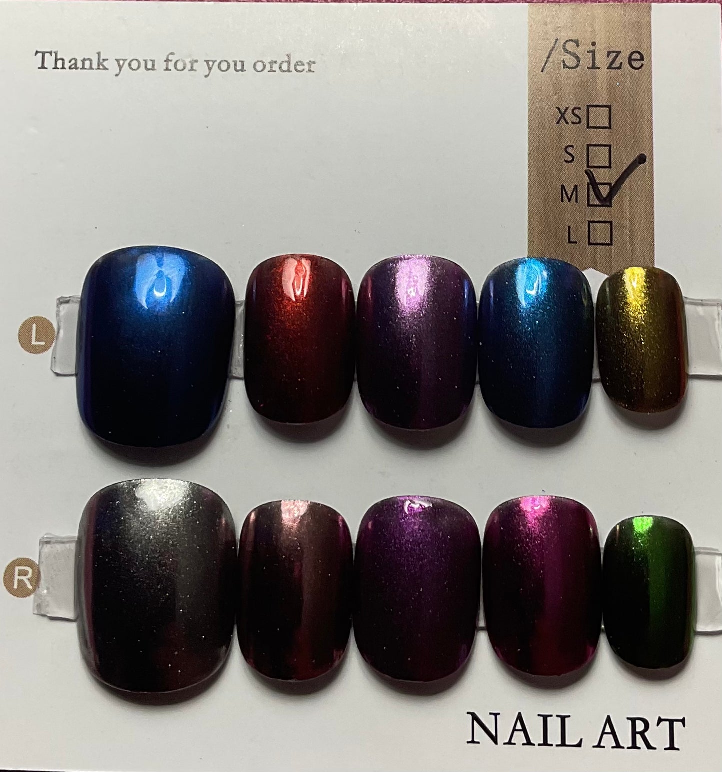 Multicolored Metallic Press On Nails