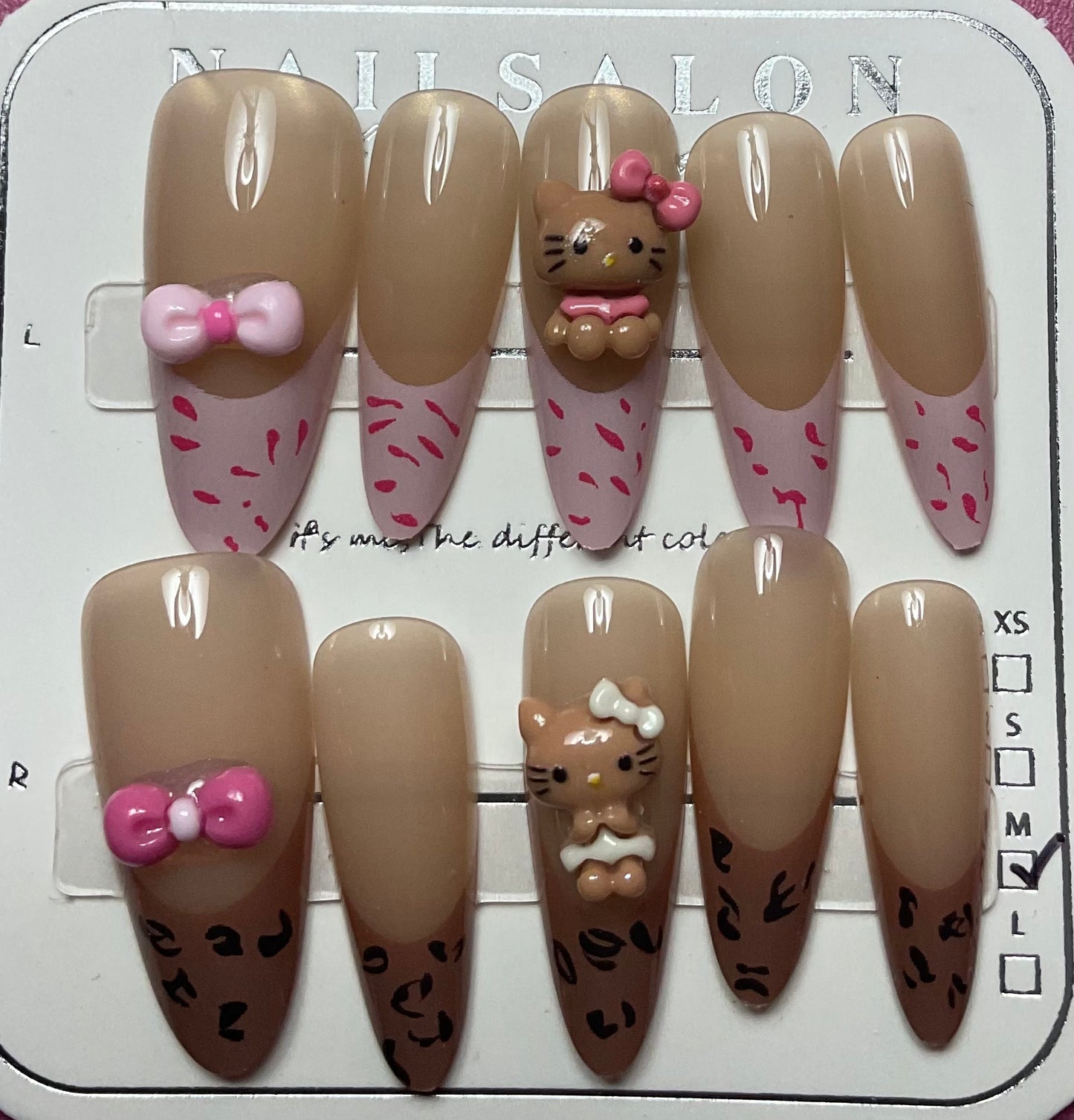 2 Tone Hello Kitty Press On Nails