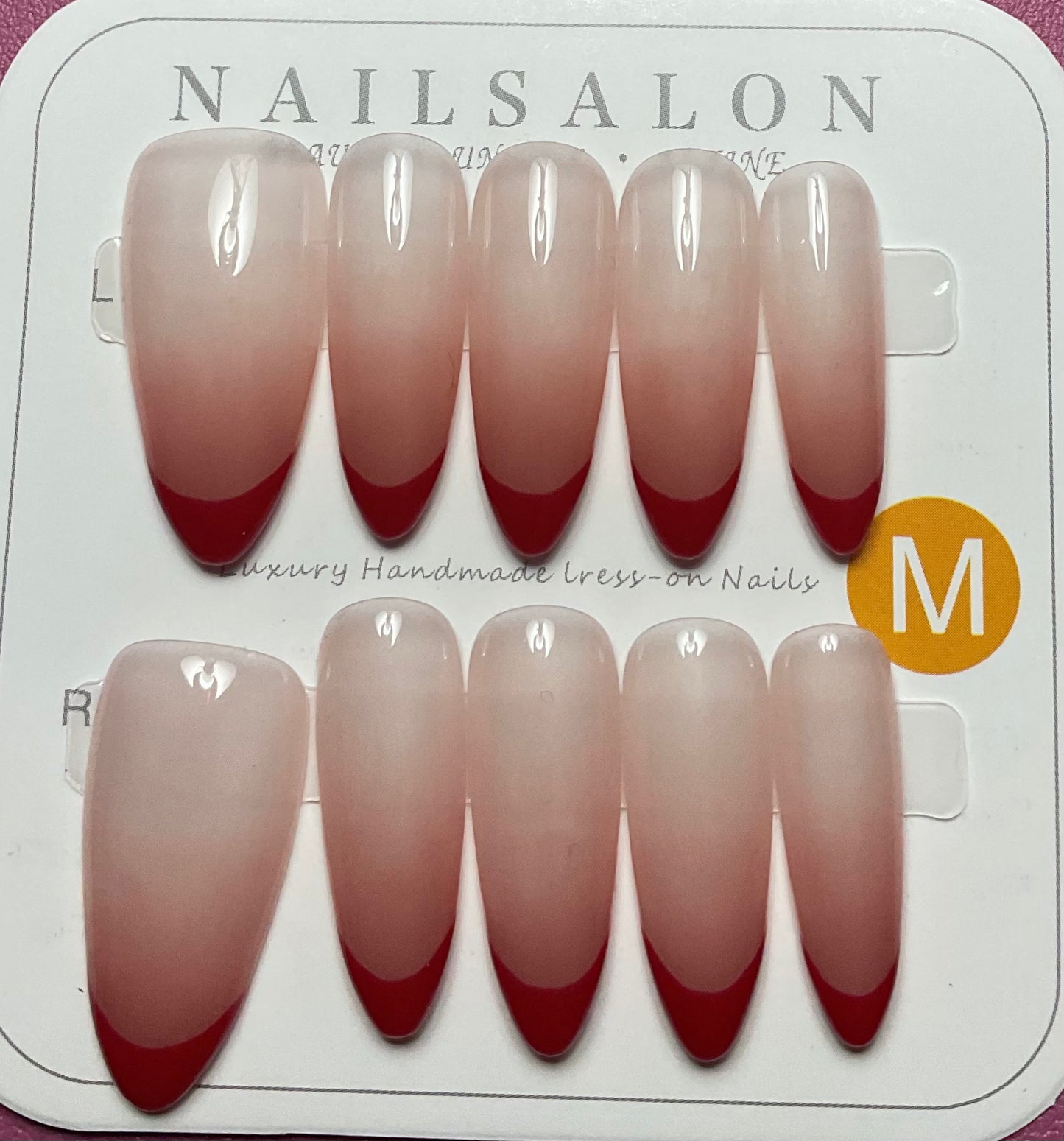 Red French Tips Press On Nails
