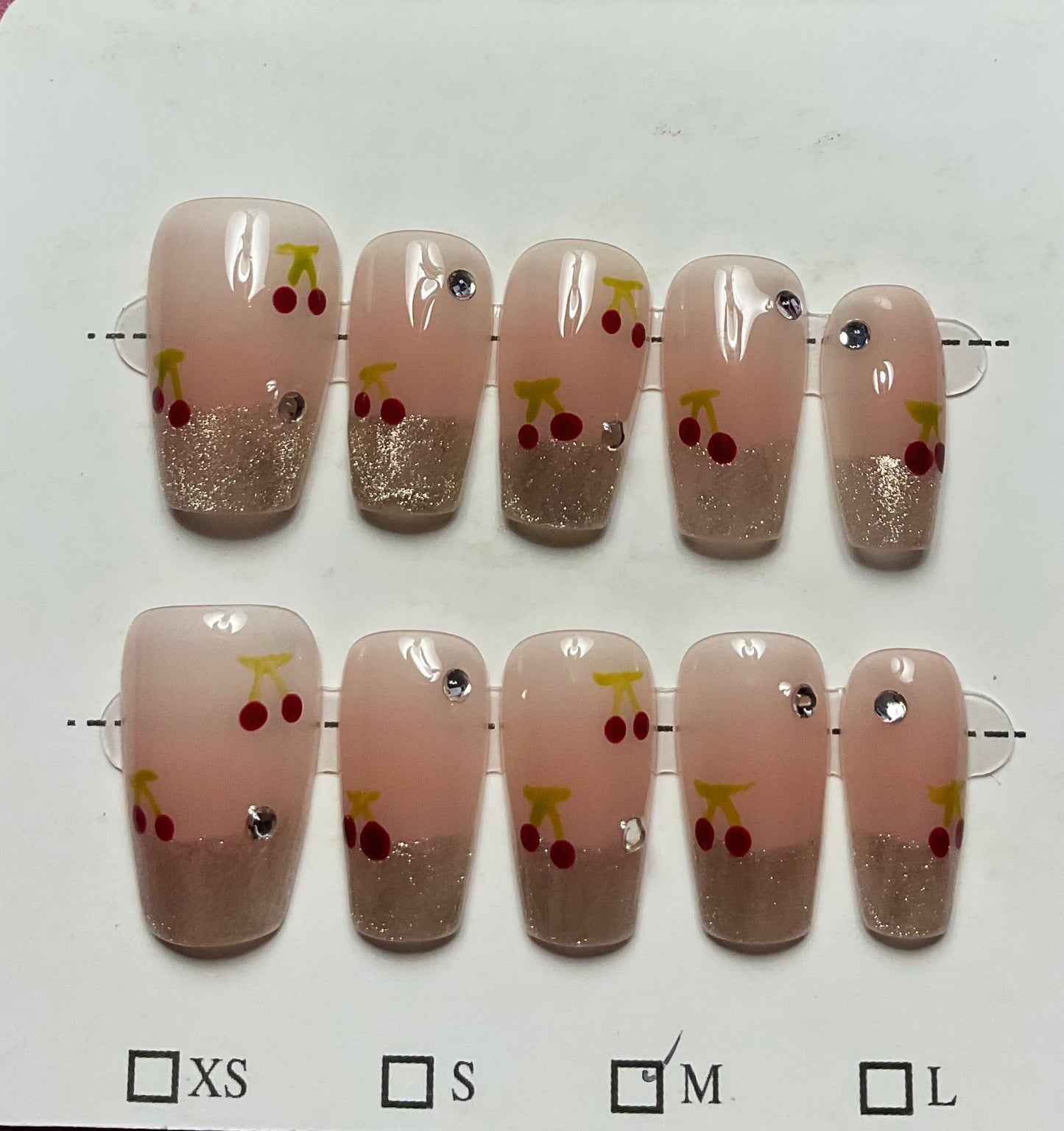 Cherry Sparkle press On Nails