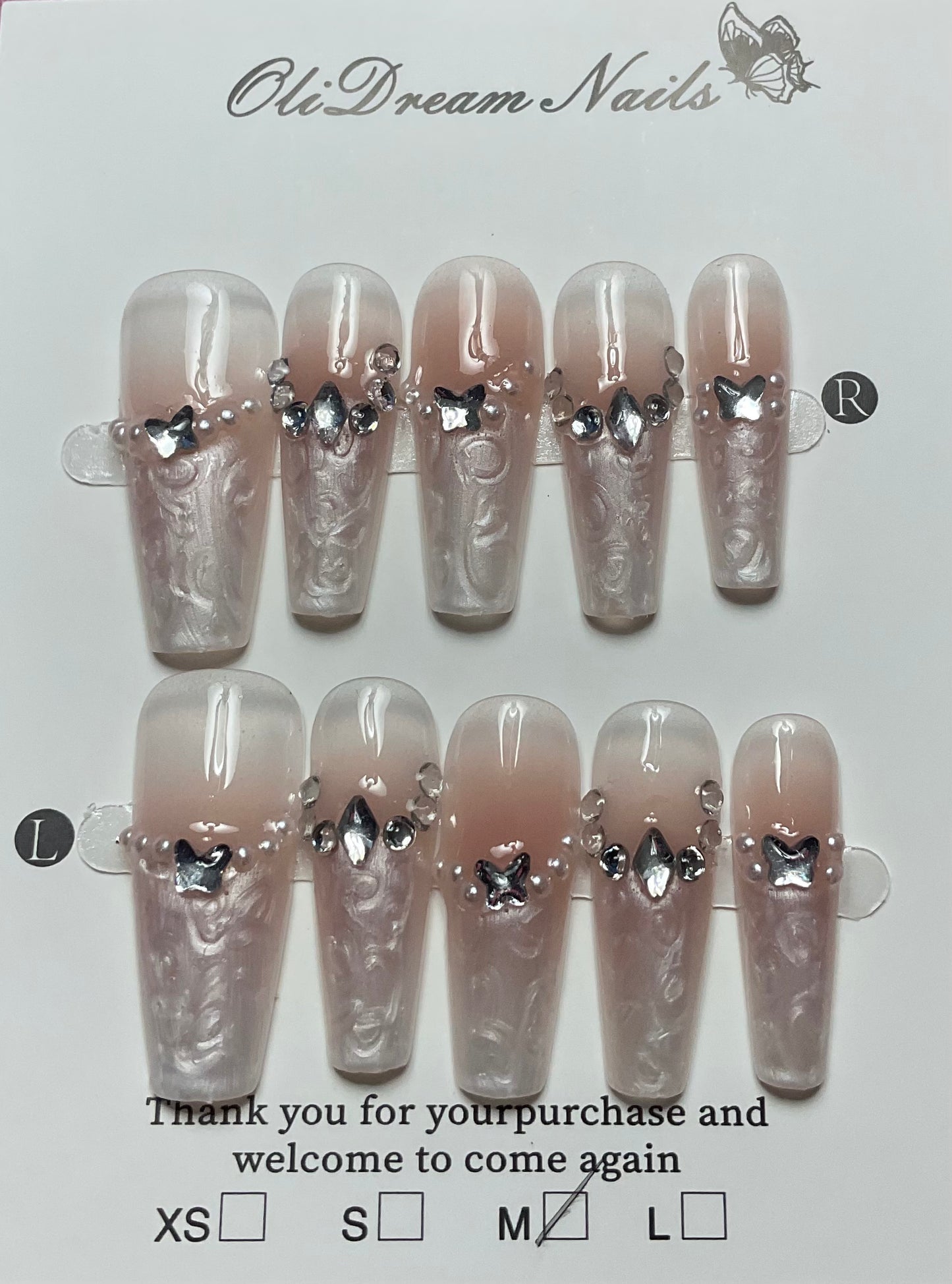 Marble With French Tips Press On Nails