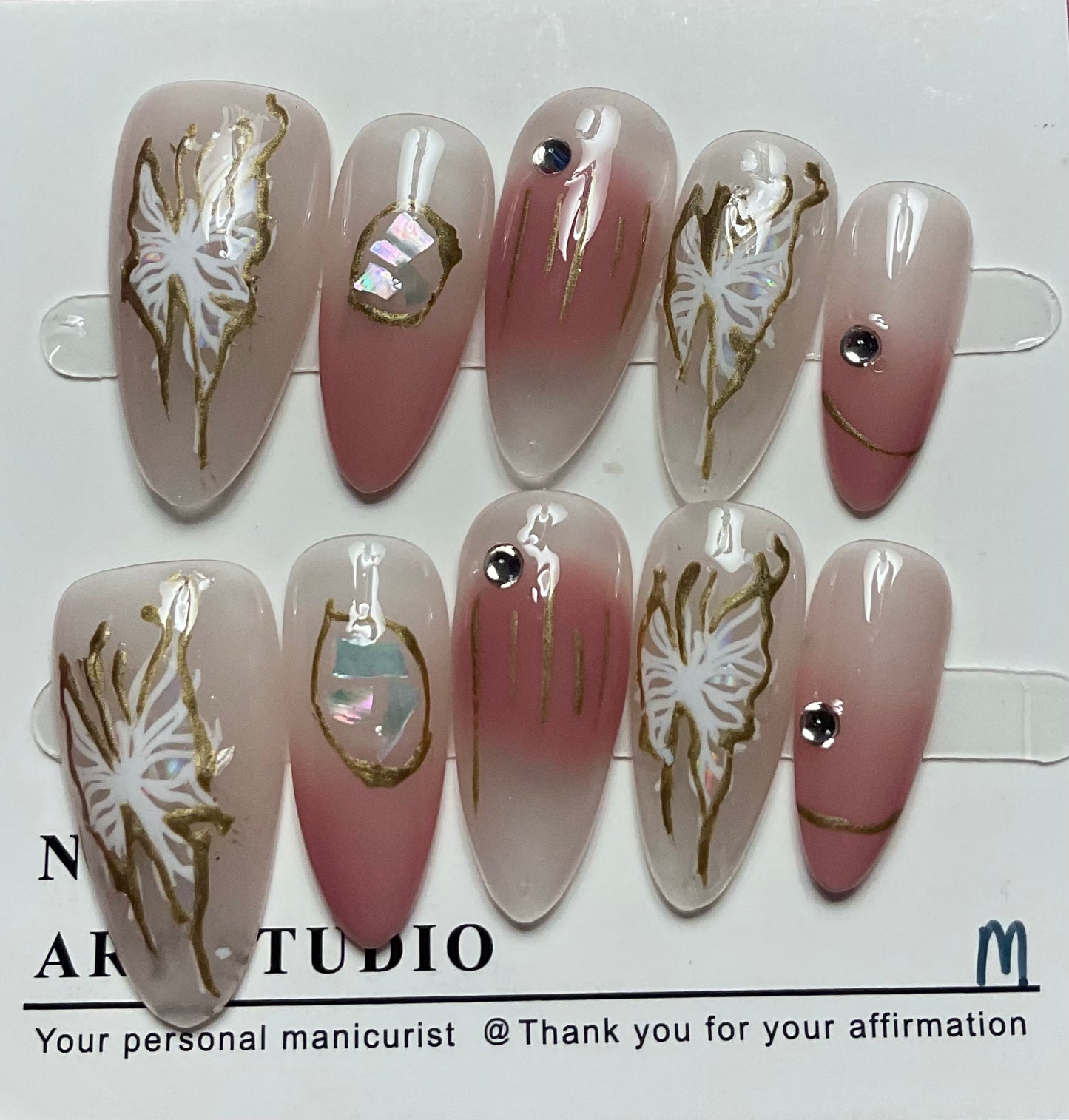 Golden Butterfly Press On Nails
