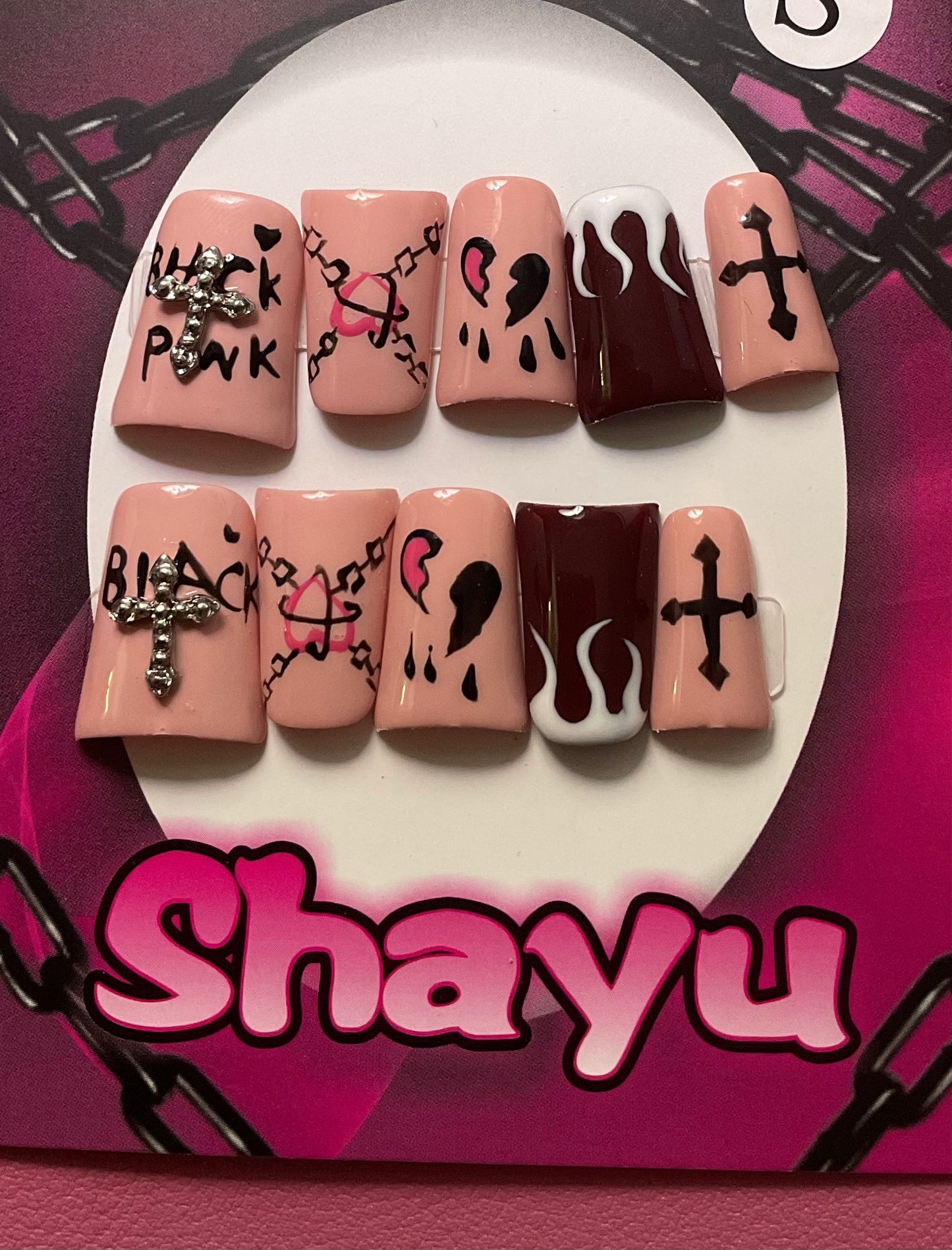 Black PWK Press On Duck Nails