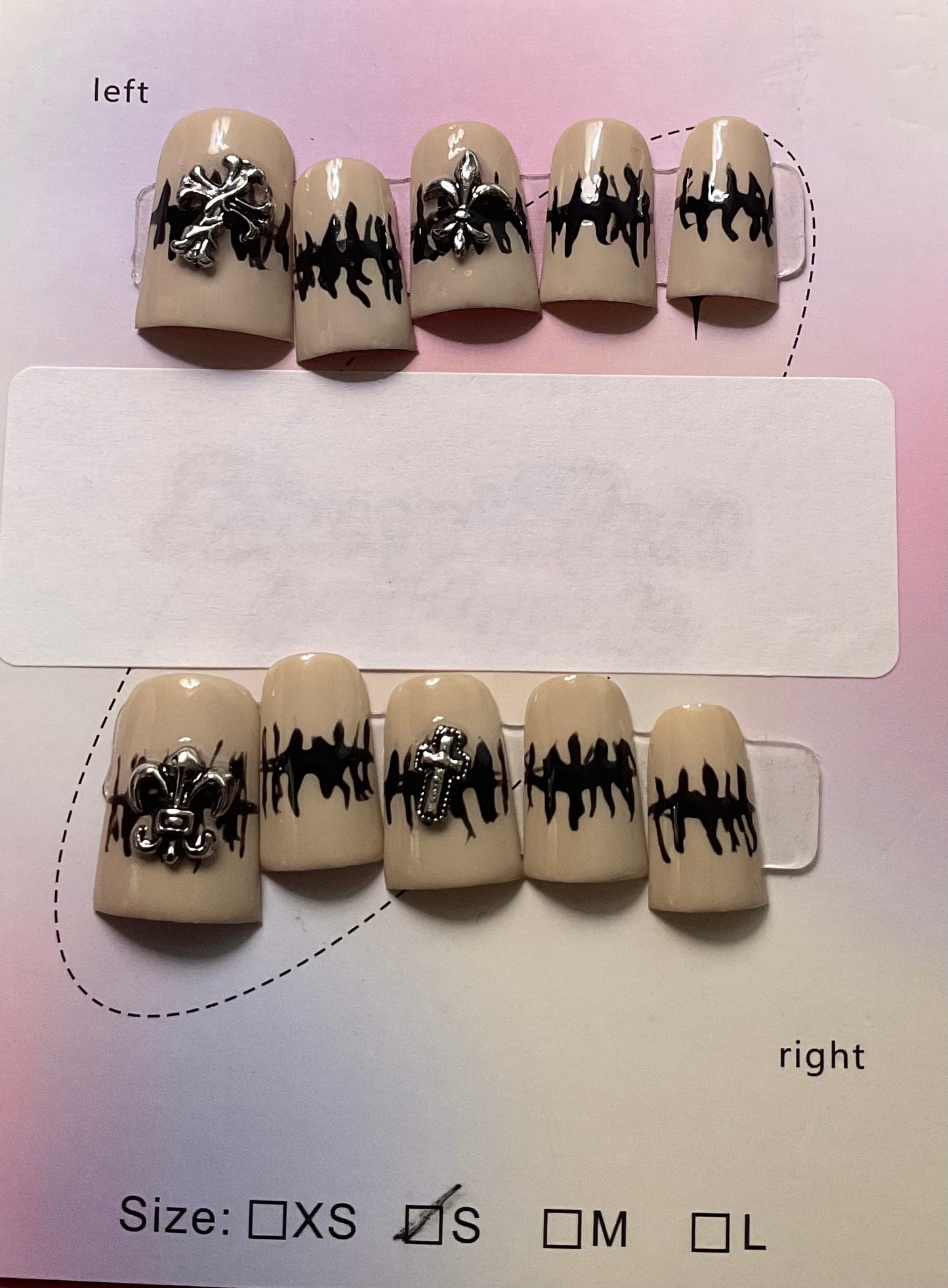 Black Cross Dip Press On Duck Nails
