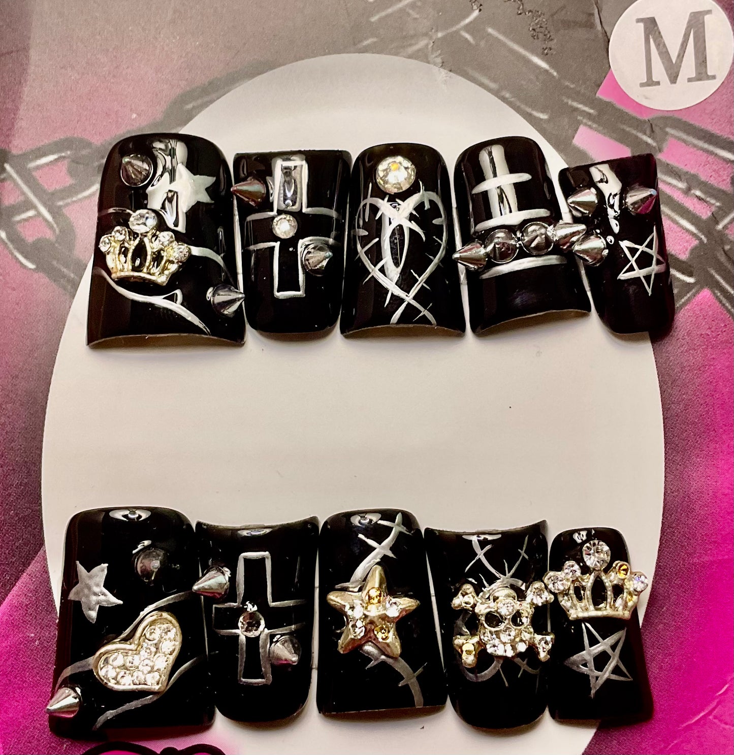 Midnight Reign Press On Duck Nails