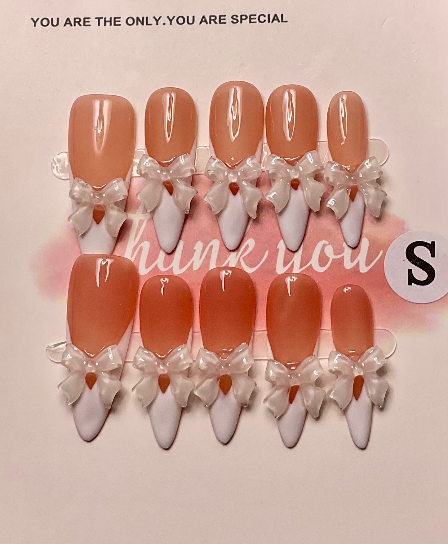 Bridal Bow French Tips Press On Nails