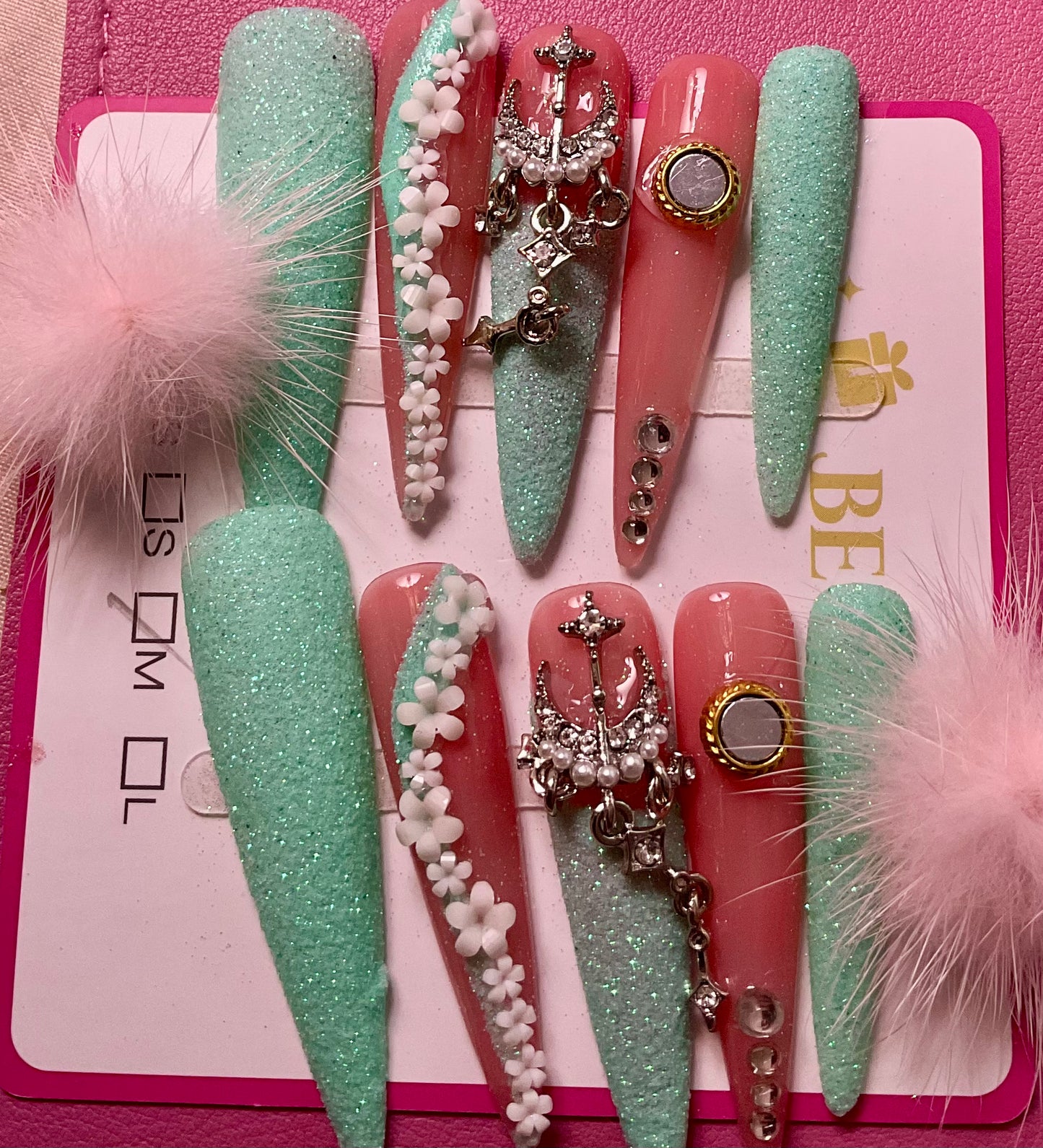 Mint & Blossom Press On Nails