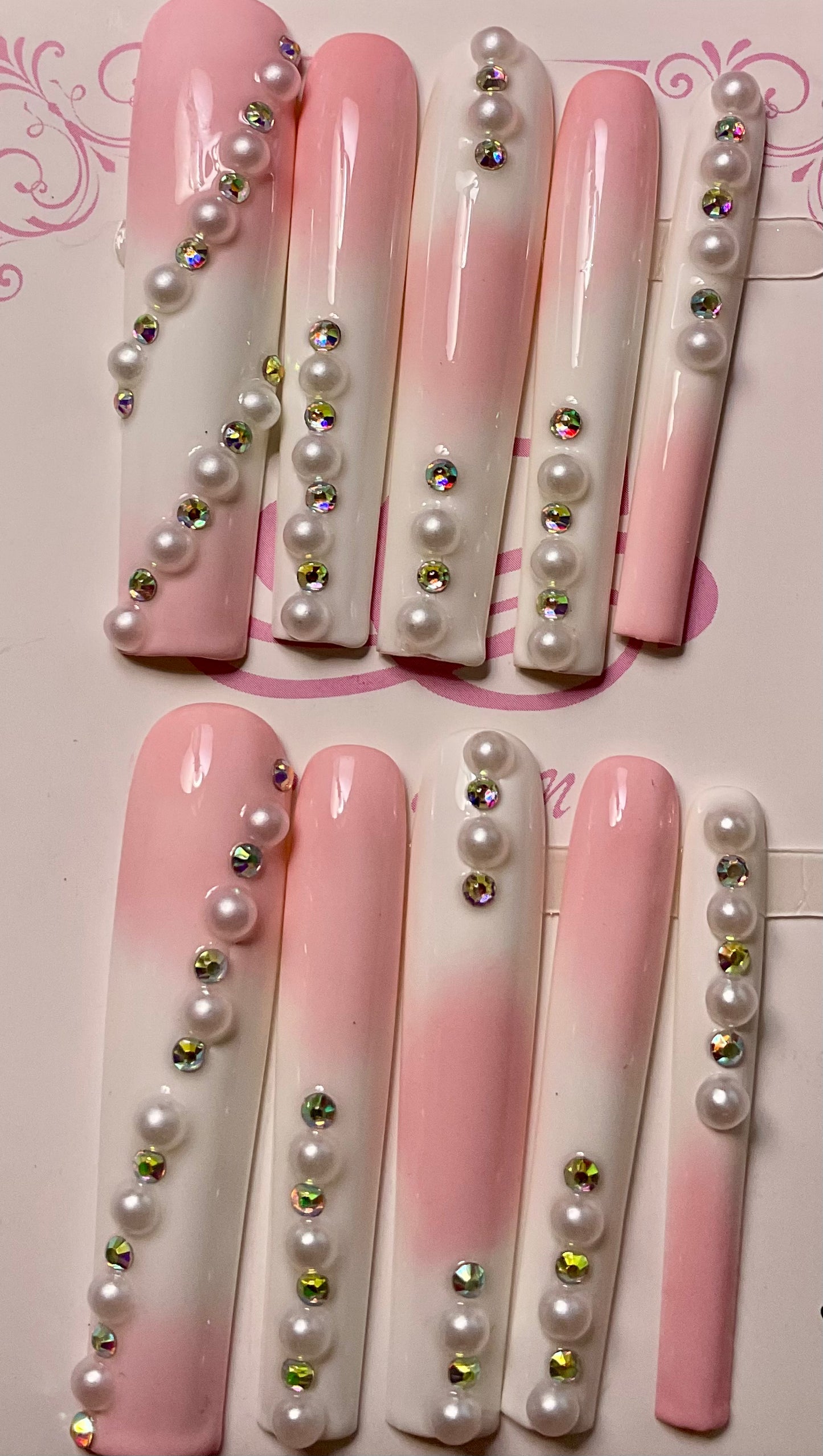Pearl Princess Ombre Press On Nails