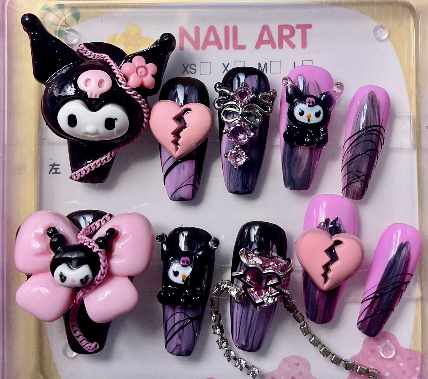 Black & Purple KUKU Press On Nails