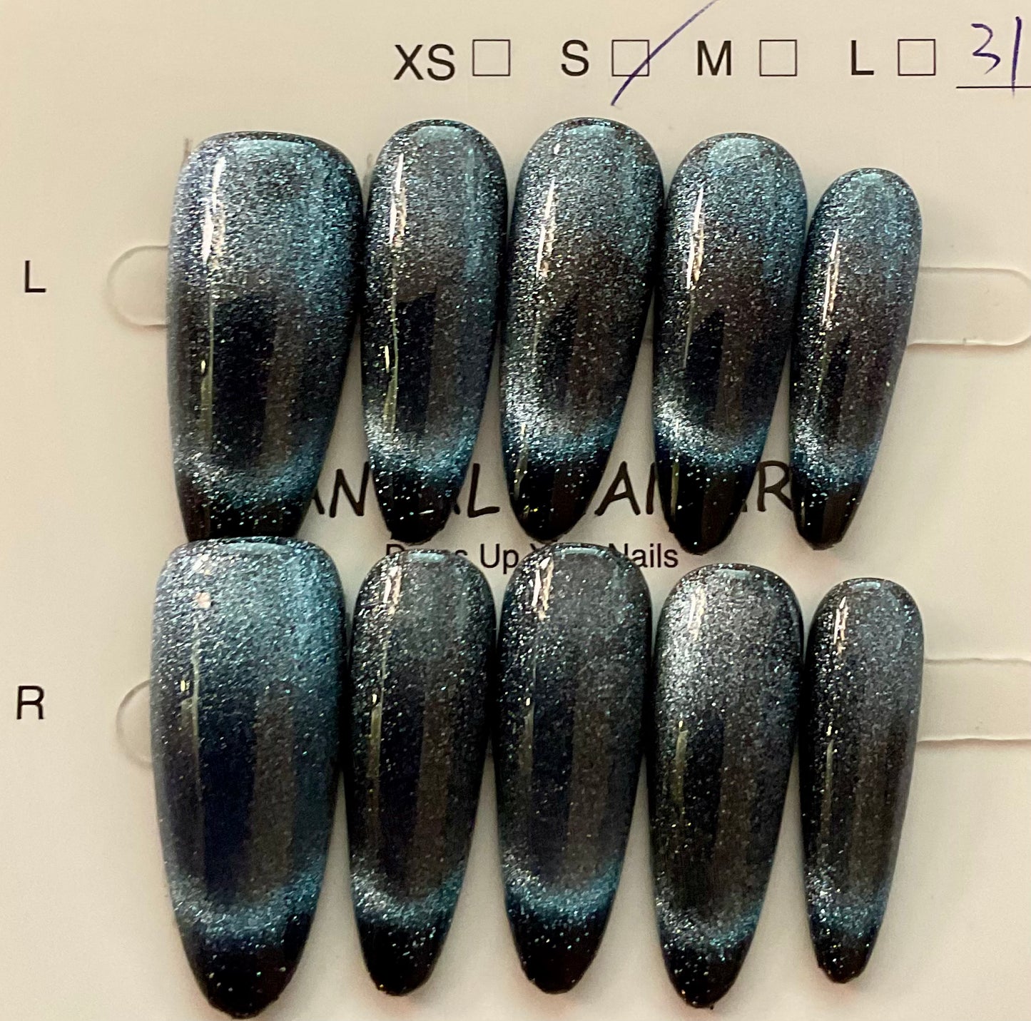 Midnight Chrome Ombre Press On Nails