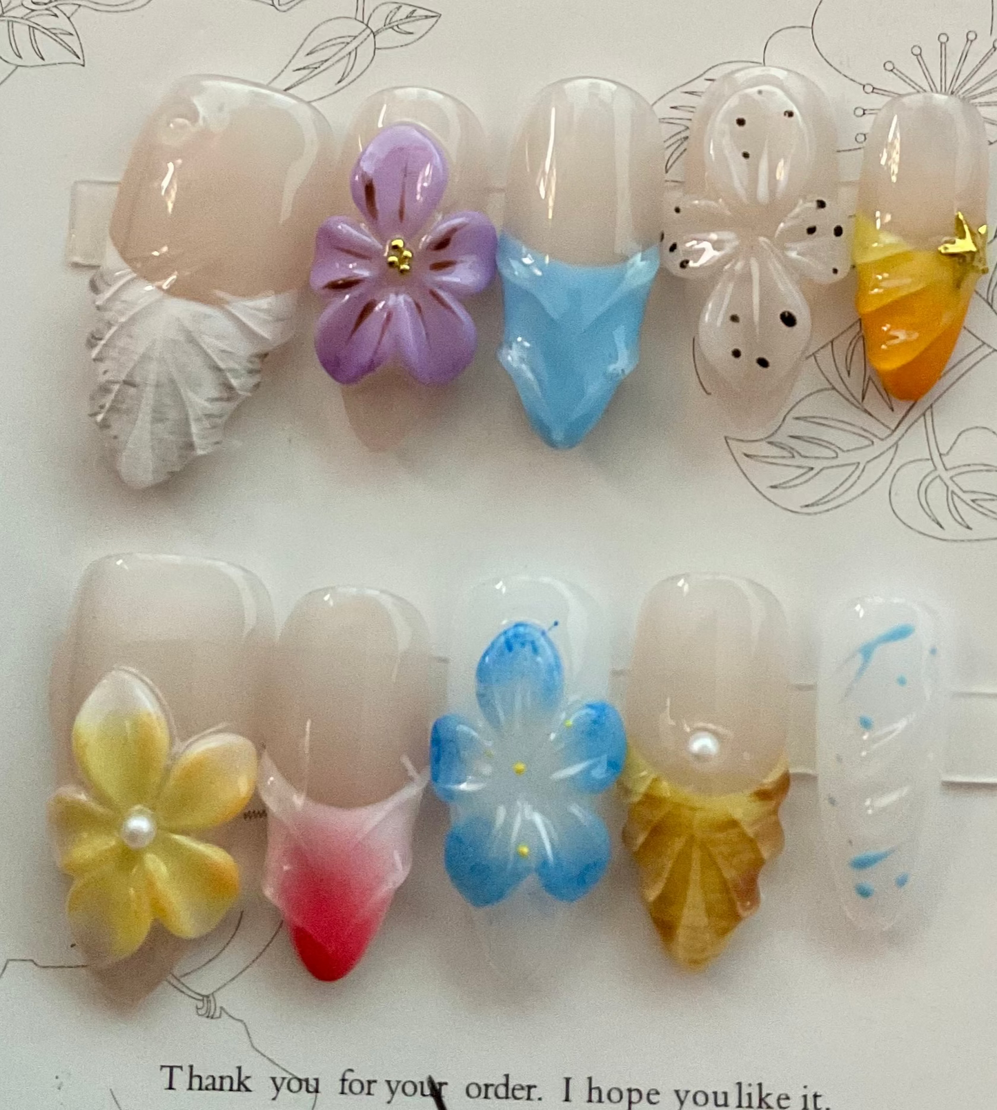 Blooming Garden 3D Floral Press On Nails