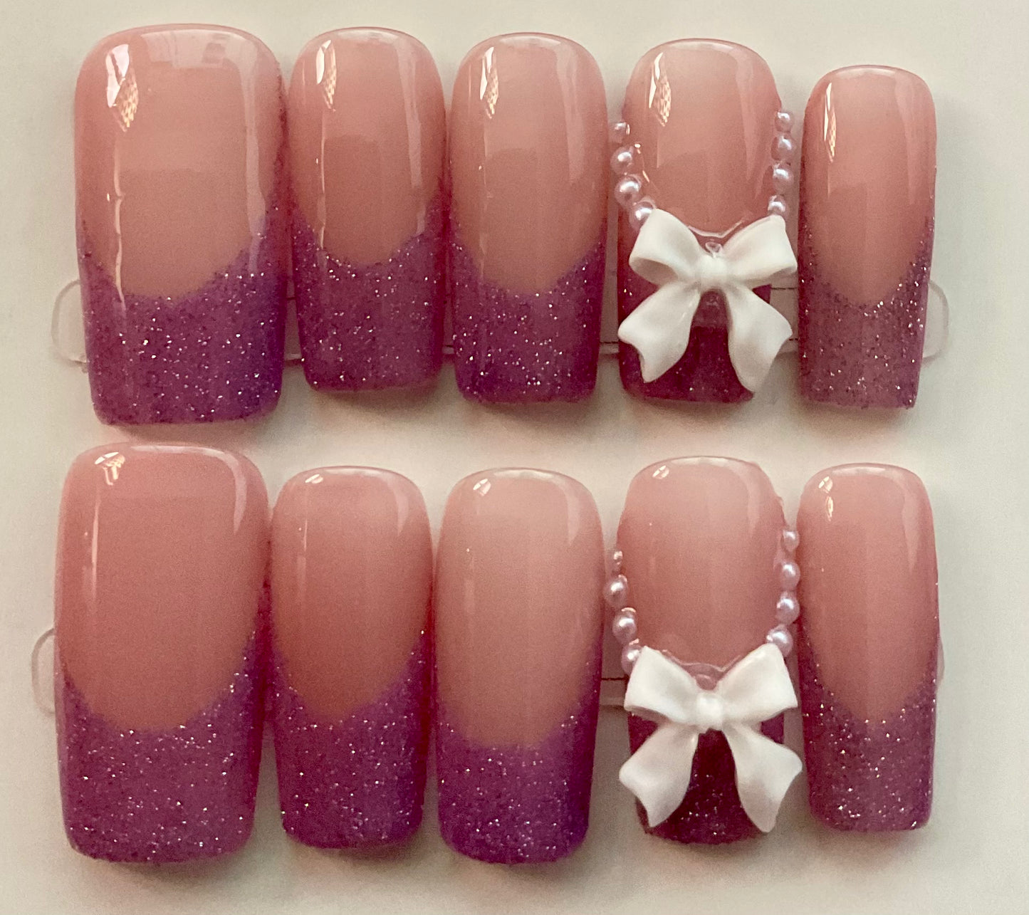 Lavender Blush Bow Press On Nails