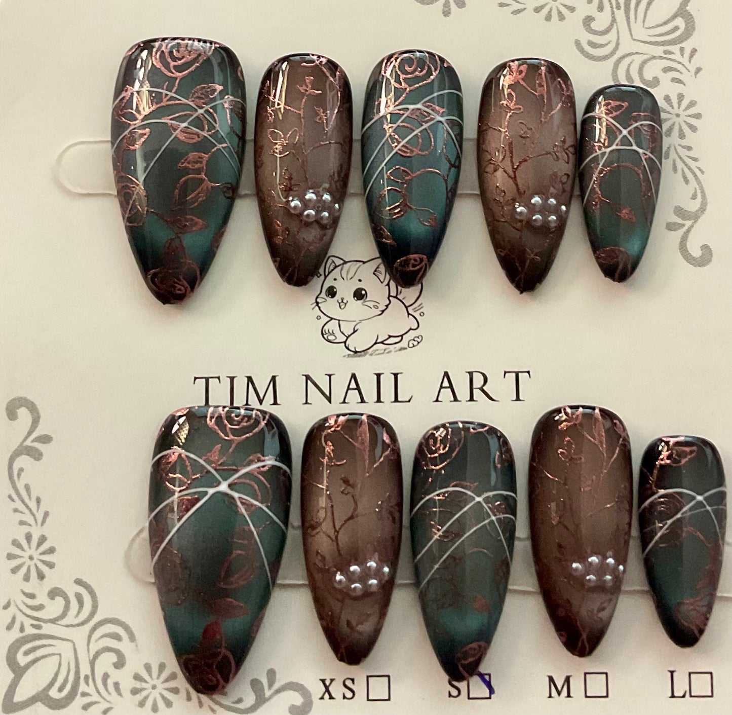 Copper Bloom Noir Press On Nails