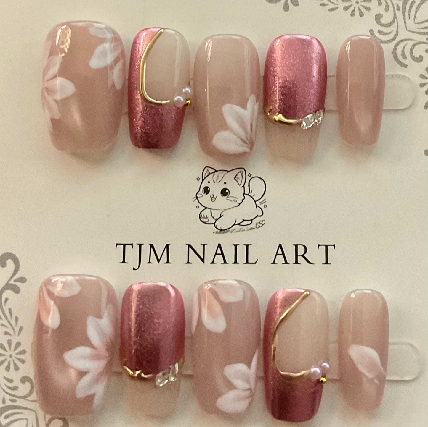 Blush Petals & Rose Gold Press On Nails