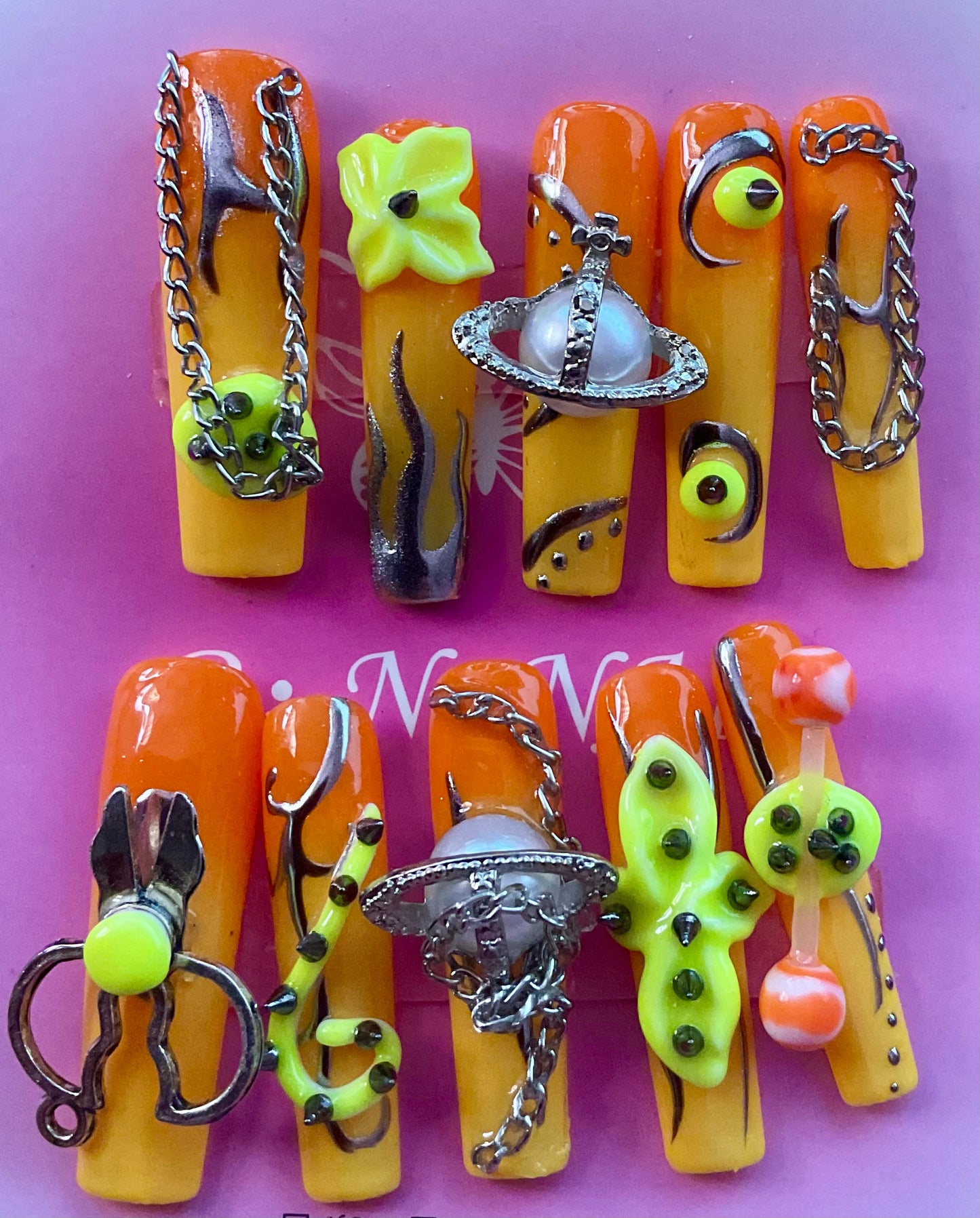 Neon Blaze Press On Nails