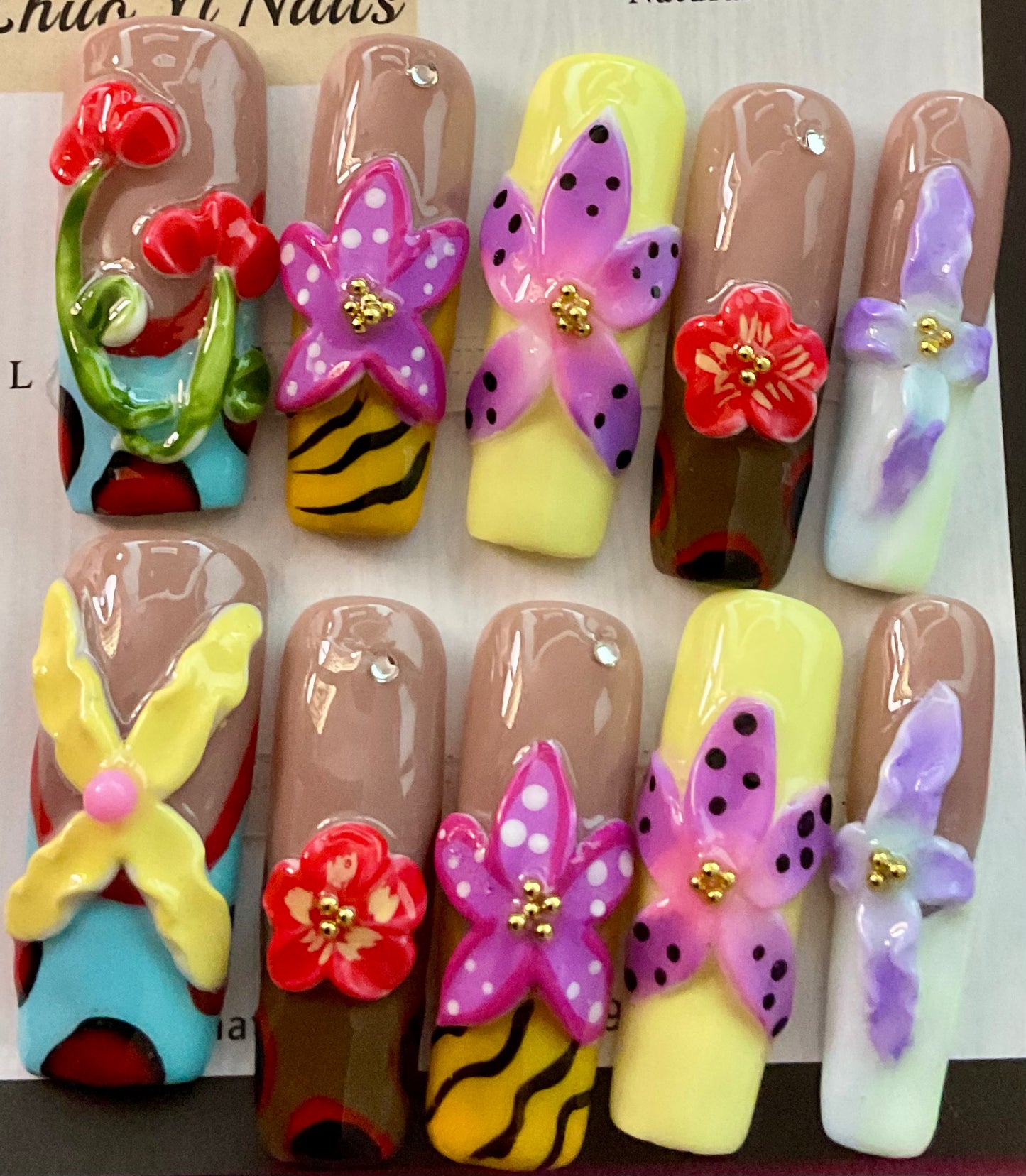 Glossy Garden Party Press On Nails