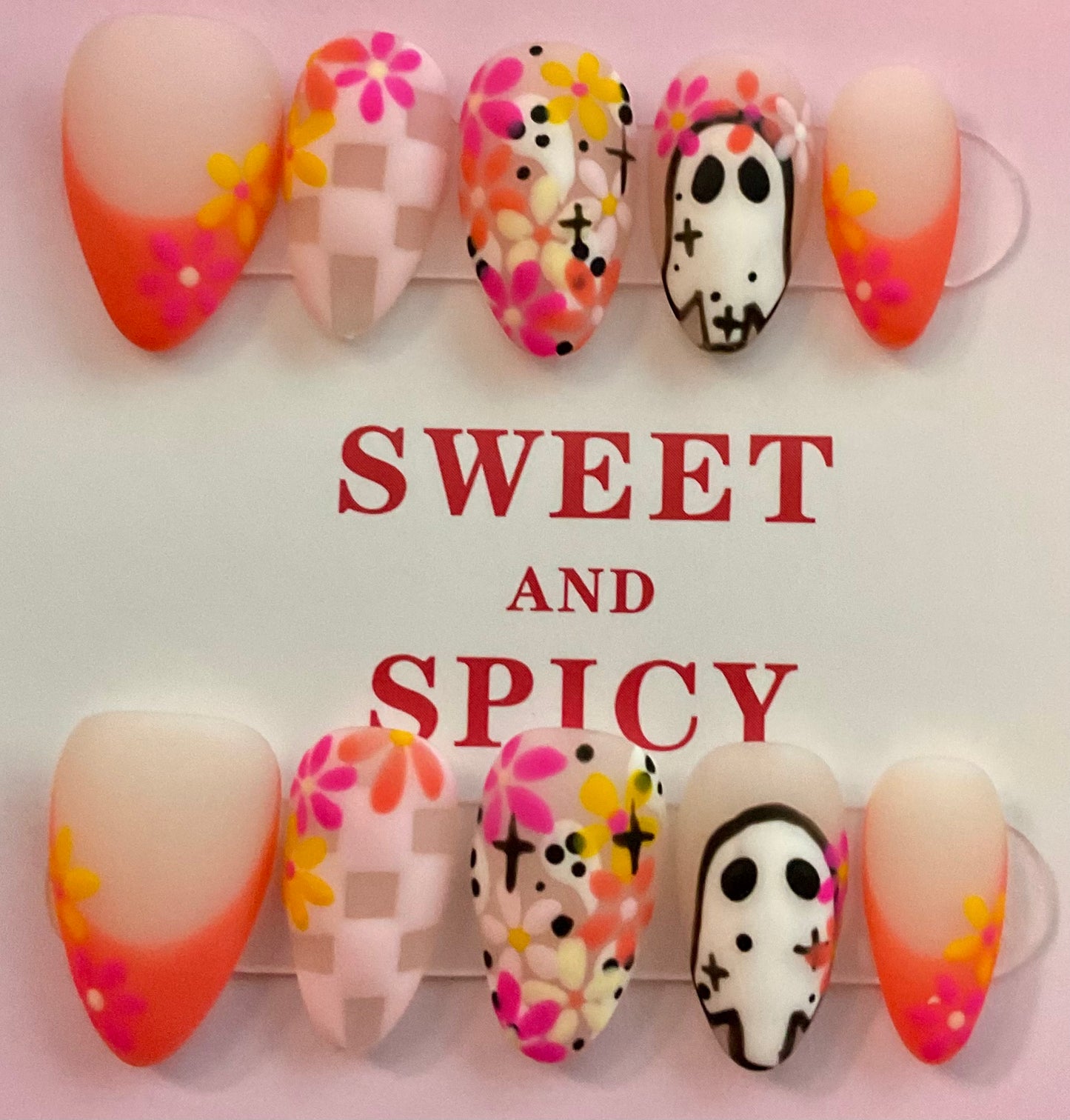 Spring Flowers & Skeleton Vibes Press On Nails