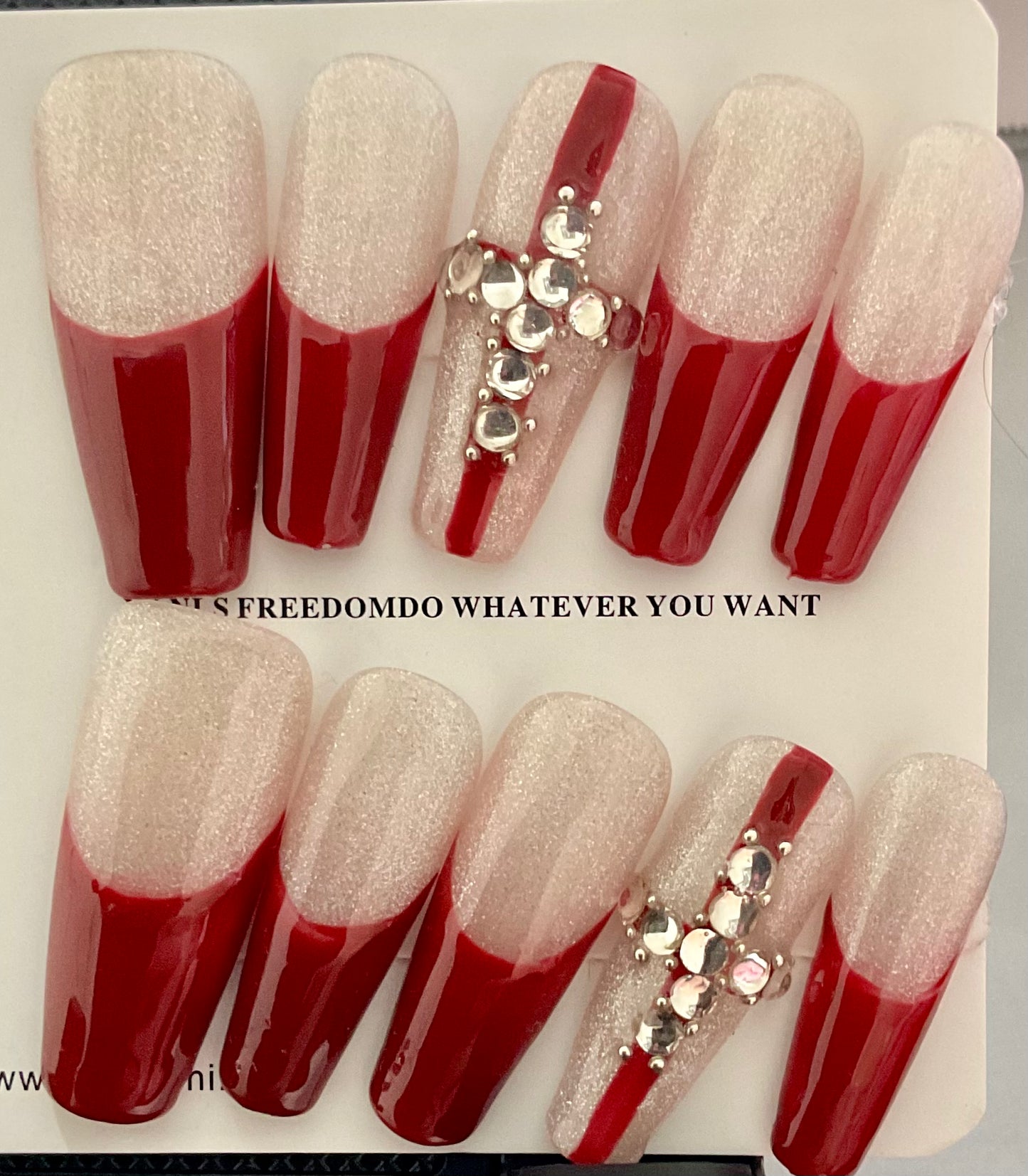 Red French Tip Press On Nails