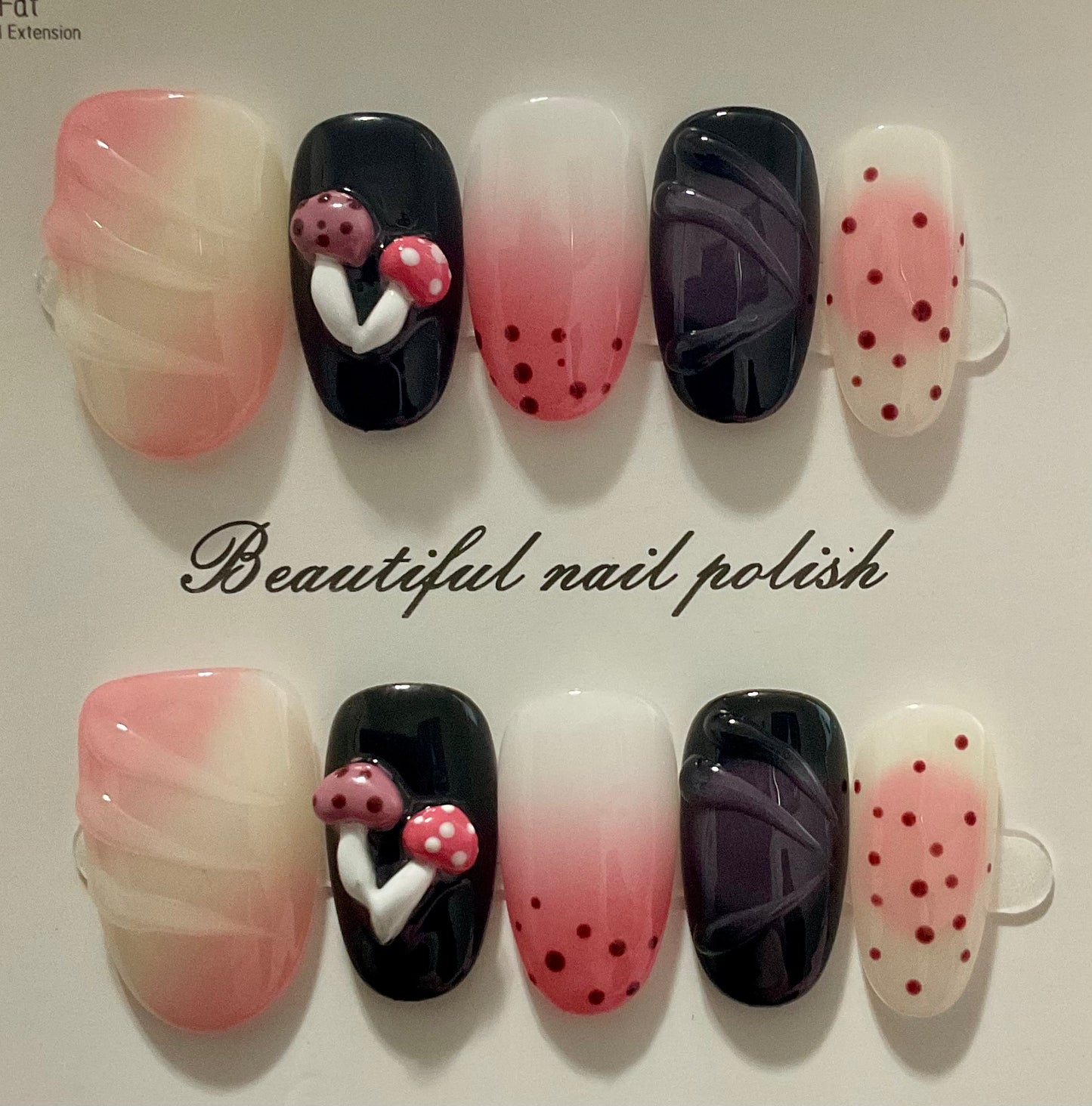 Forest Fantasy Pink & Black Press On Nails