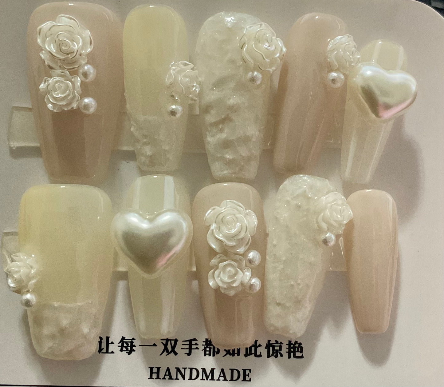 Bridal Heart Press On Nails