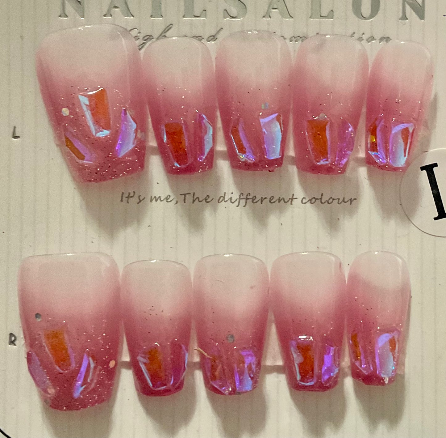 Iridescent Pink Ombre Press On Nails