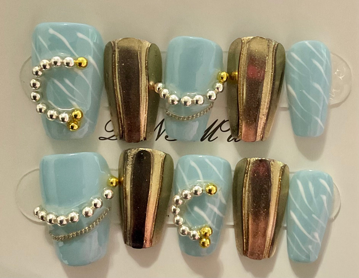 3D Pearl Beaded Press On Nails