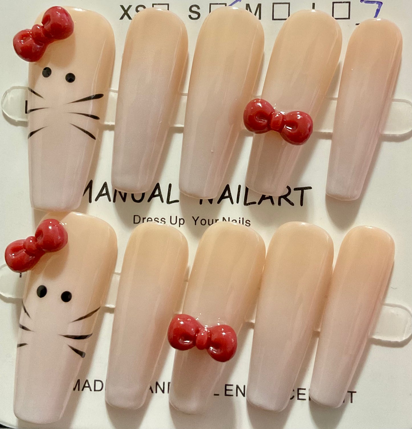 Elegant Kitty Bow Press On Nails