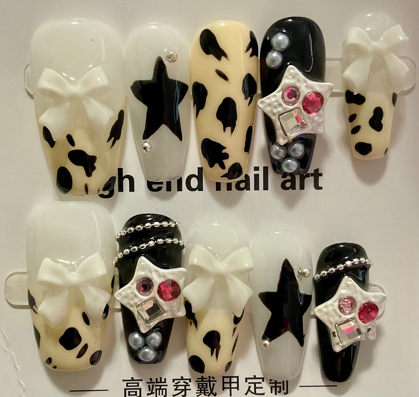 Glam Star & Bow Press On Nails