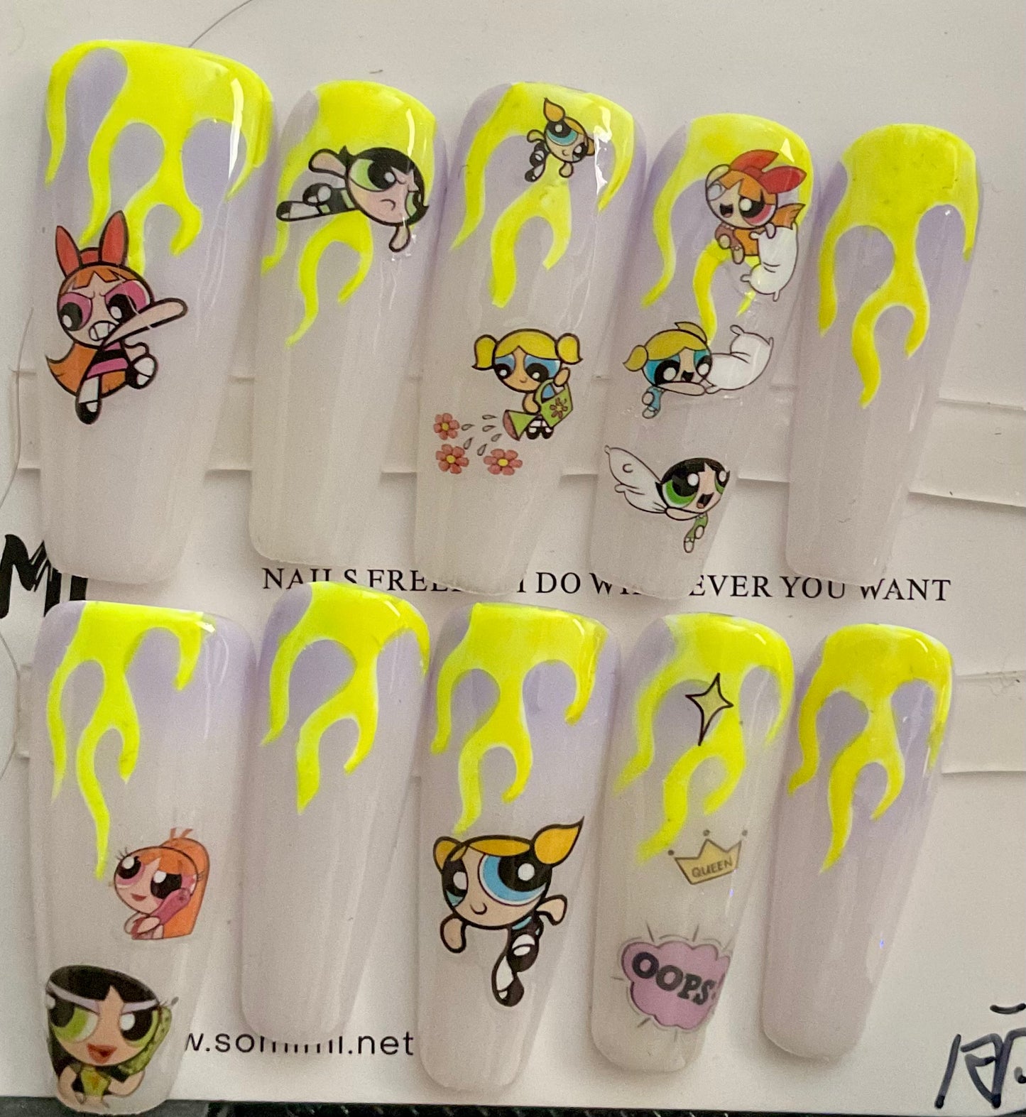 Powerpuff Girls Flame Press On Nails