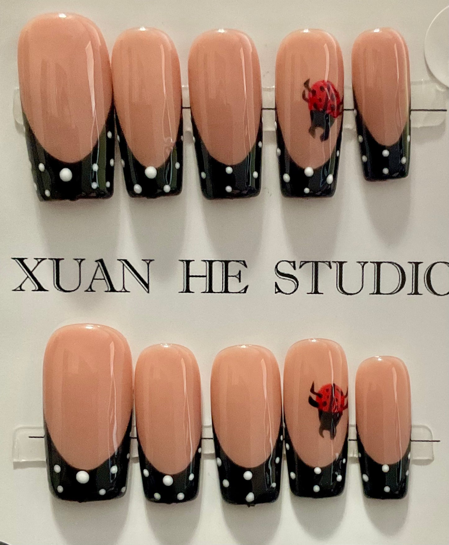 Black Polka Dot Press On Nails
