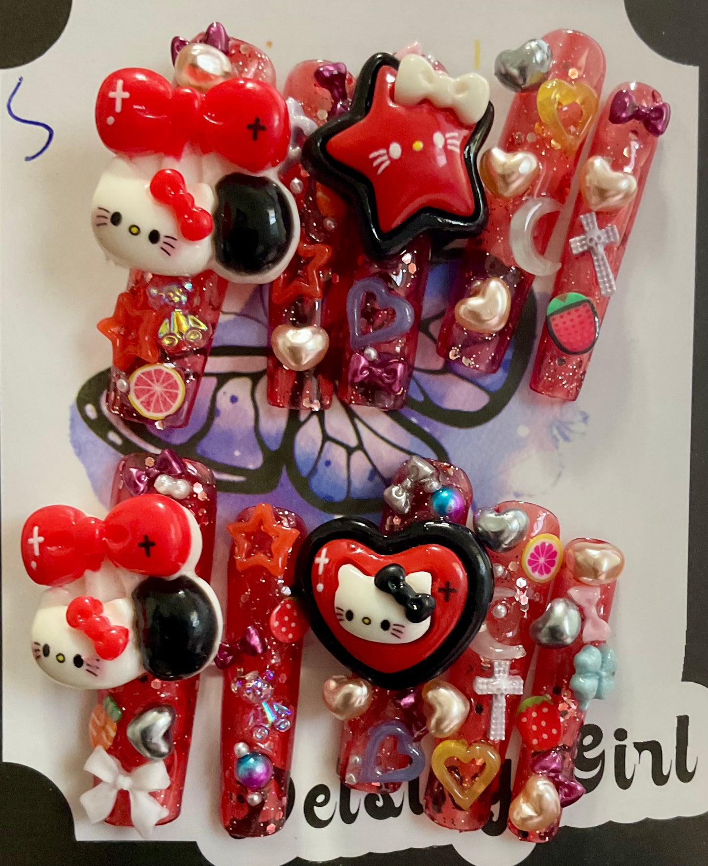Playful Hello Kitty Red Press On Nails