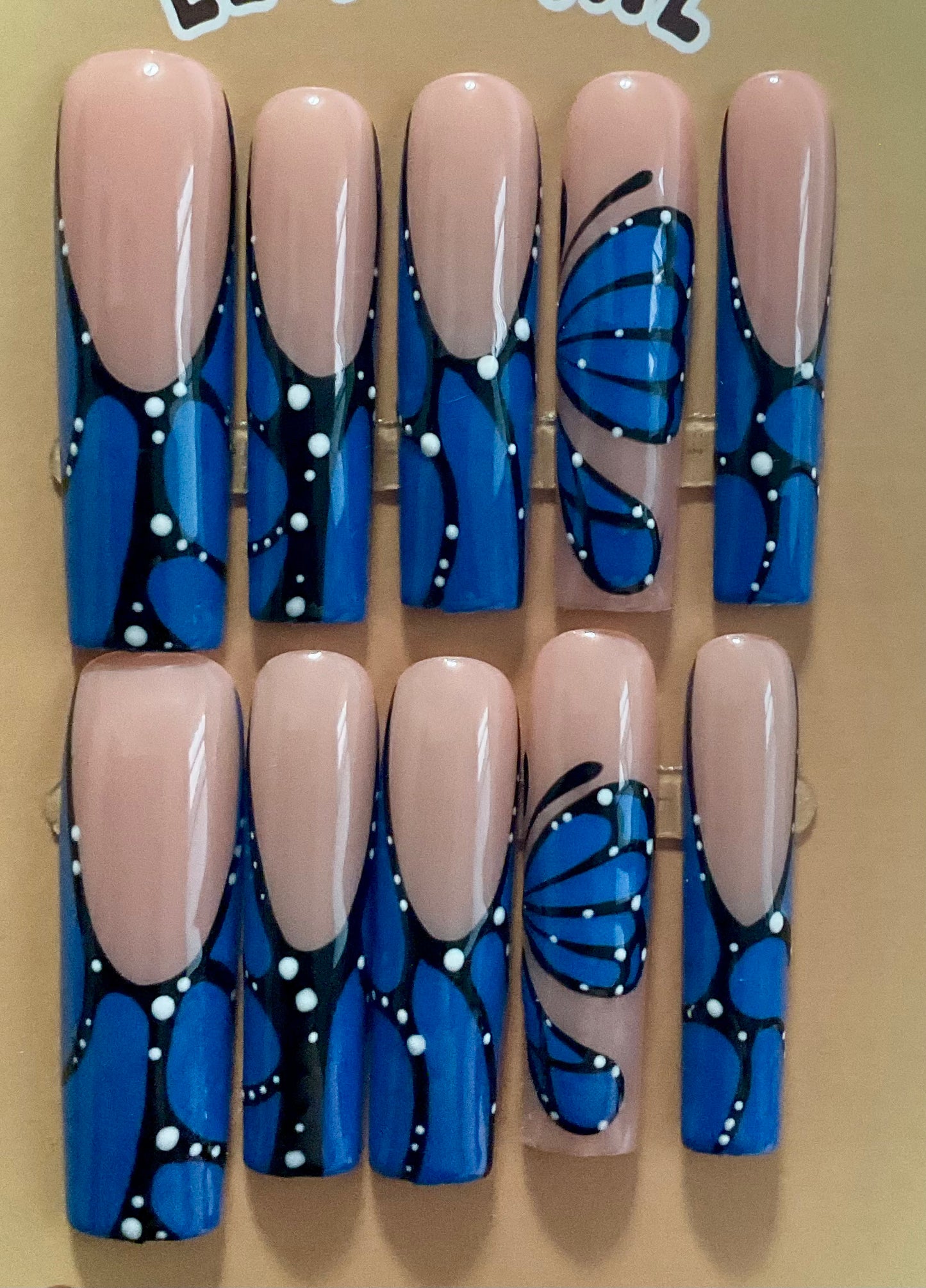 Blue Butterfly Wings Press On Nails