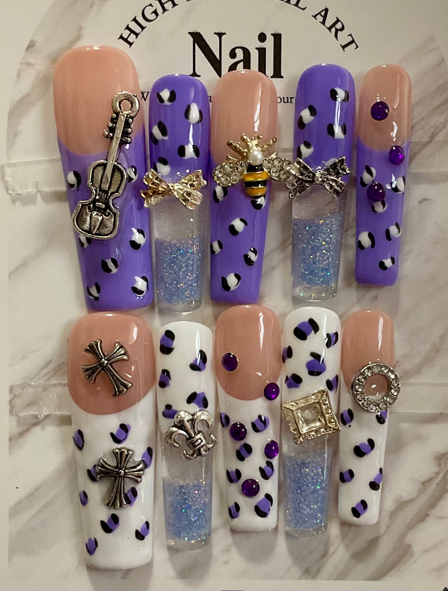 Royal Purple Glitter Press On Nails