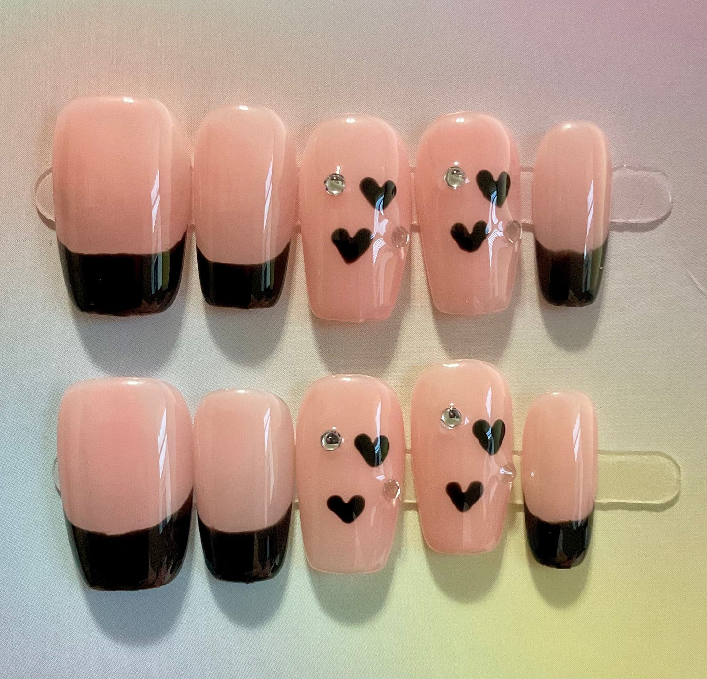 Cute Heart French tips Press On Nails