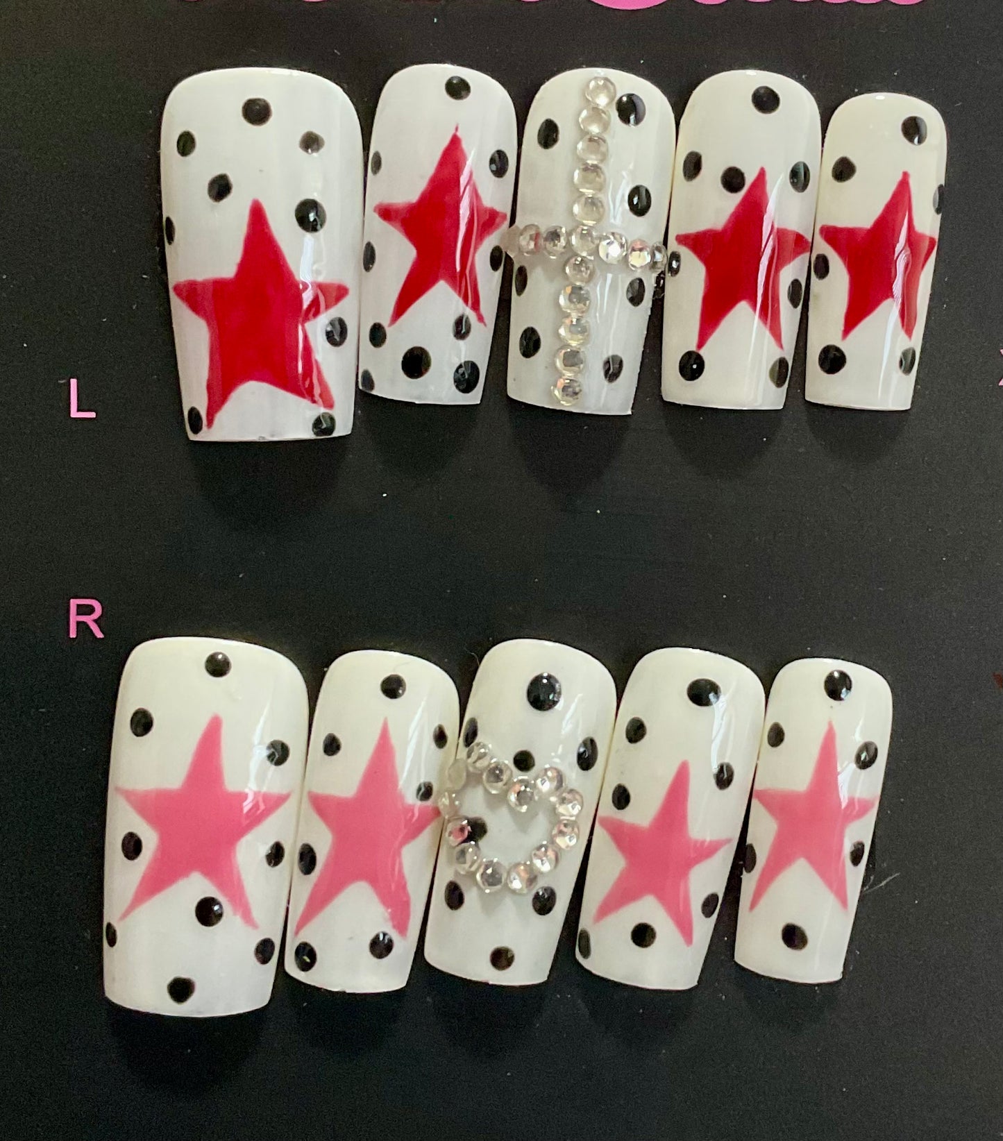 Pink Star Polka Dot Press On Nails