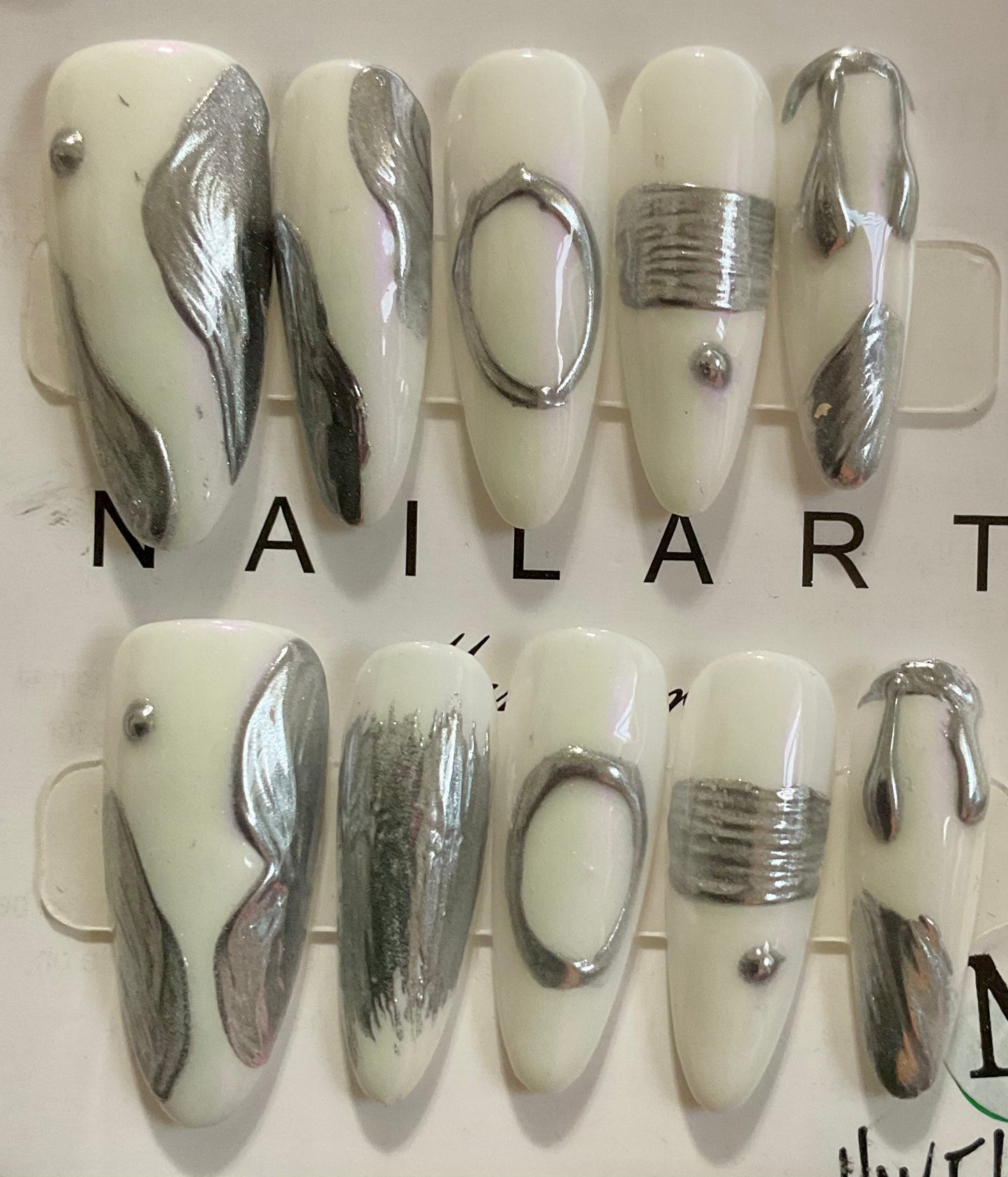 Sliver Sculpted Press On Nails
