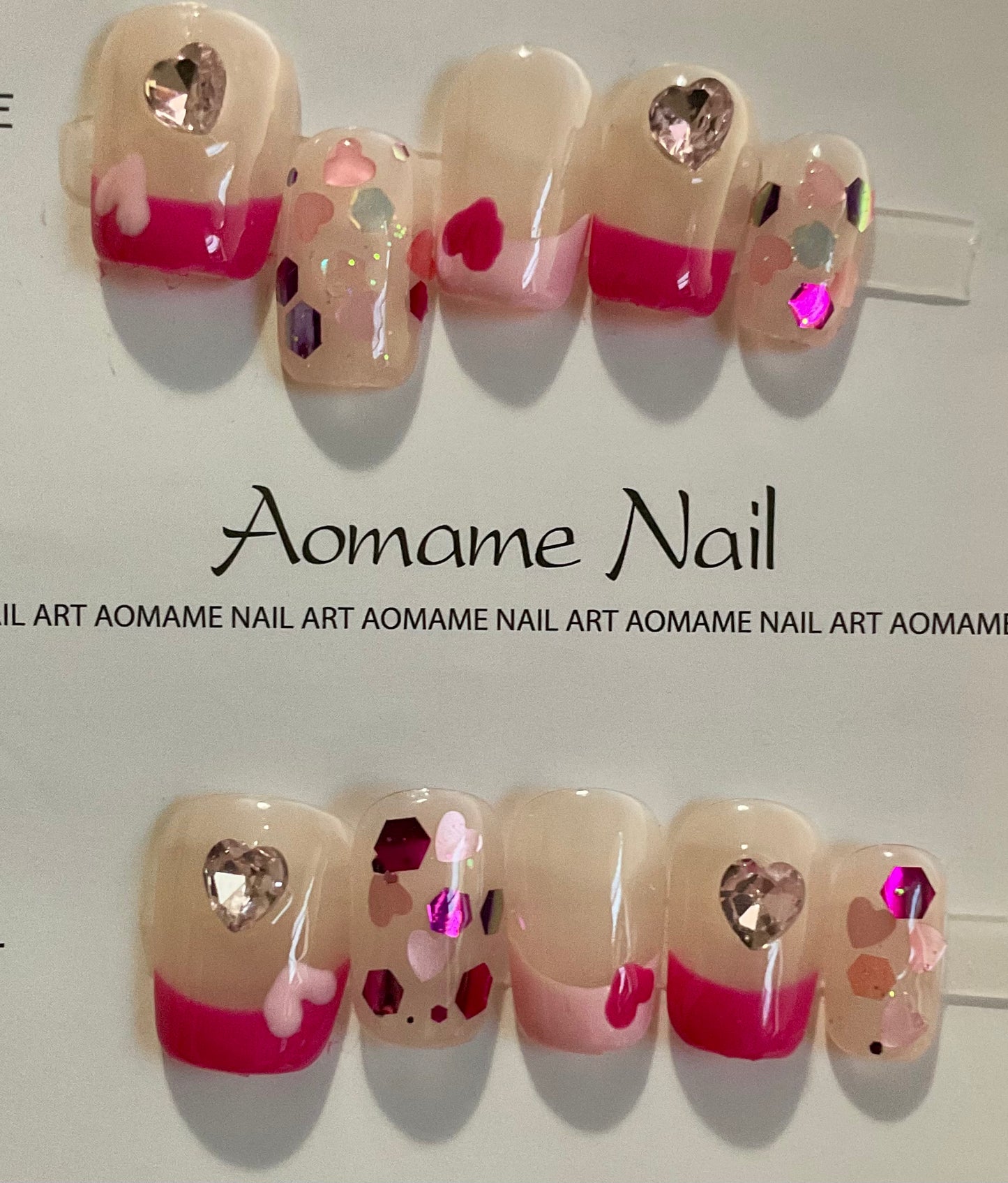 Pink Heart Press On Nails