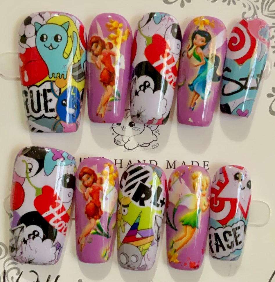 Pop Art Cartoon Press On Nails