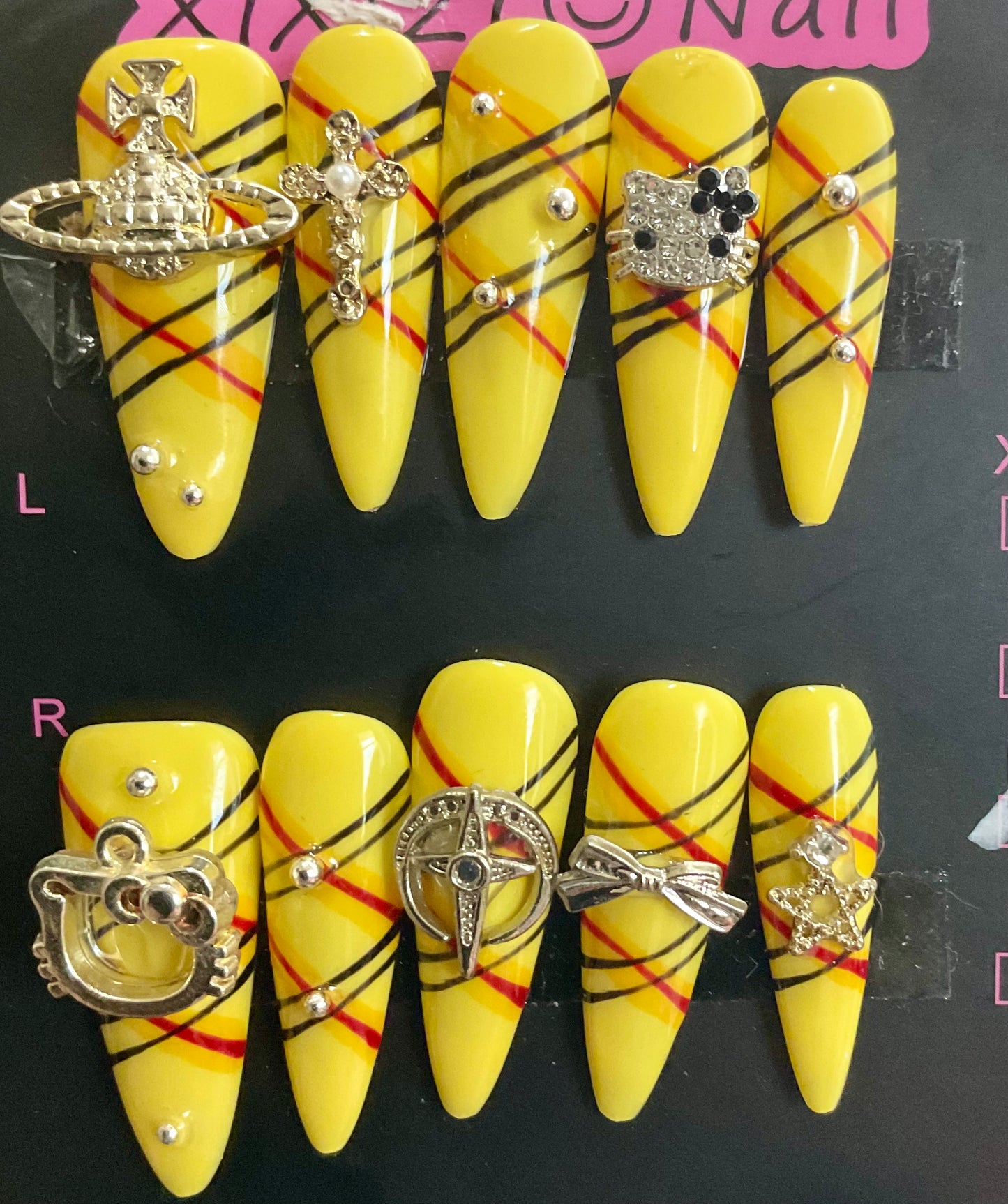 Yellow Plaid Press On Nails
