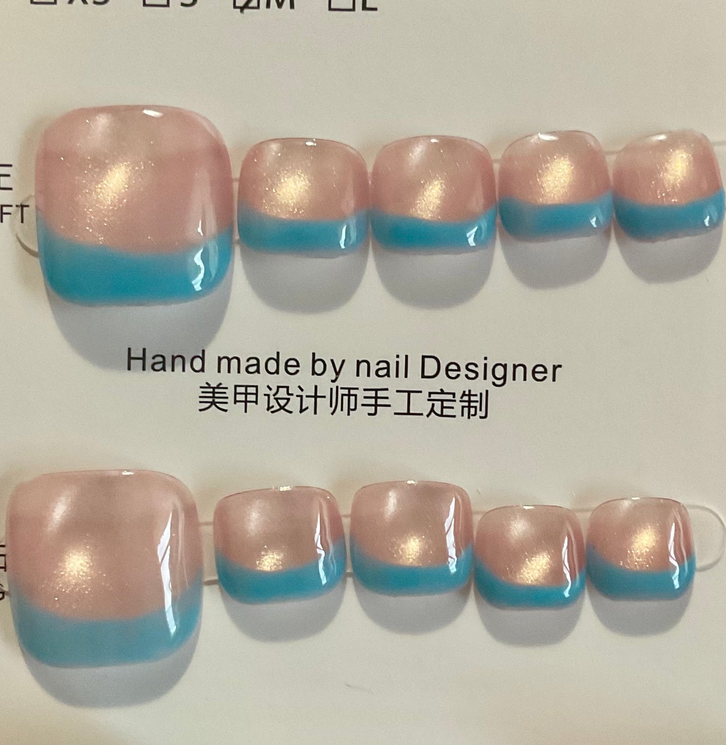 Blue Toe Press On Nails