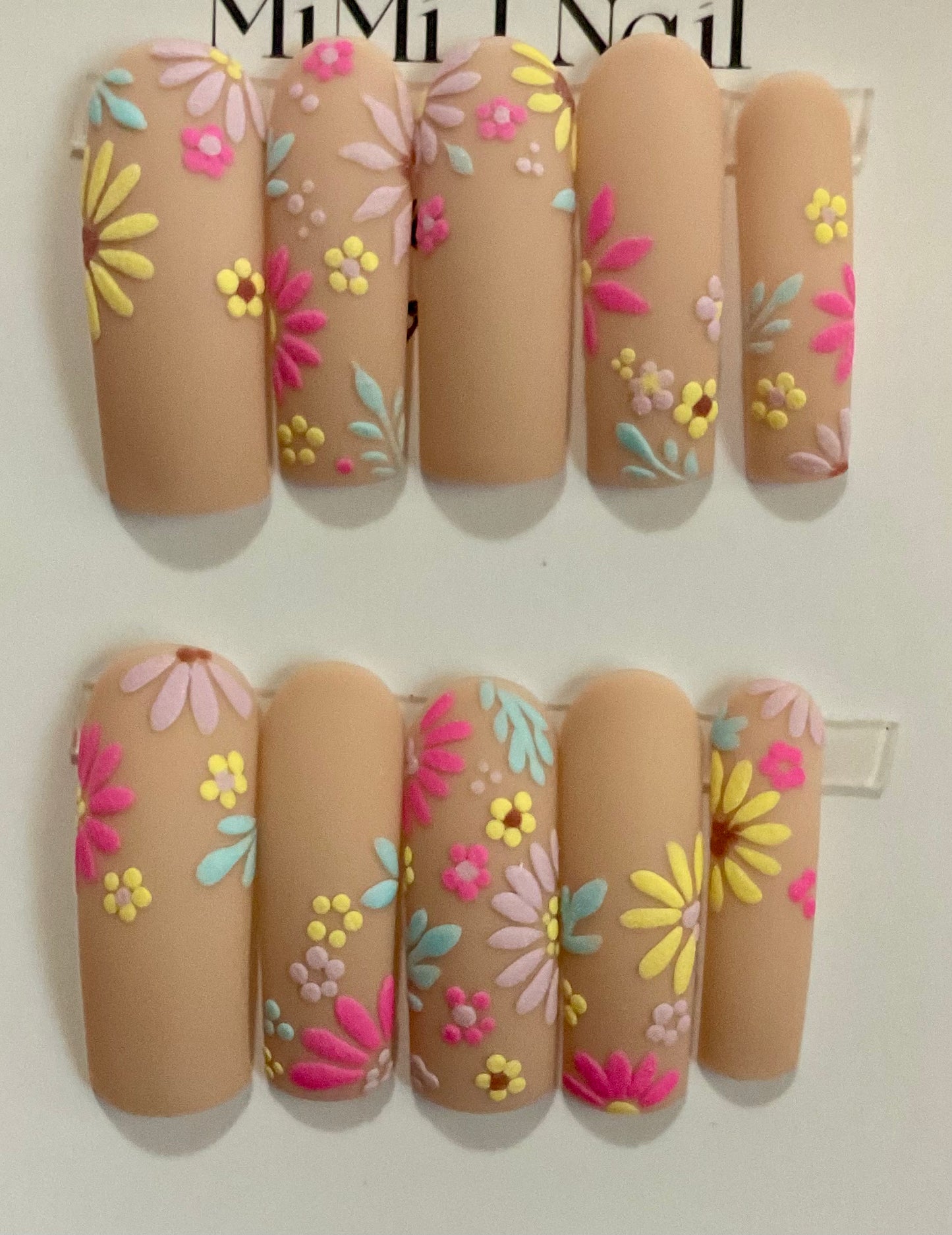 Blossom Garden Matte Floral Curved Press On Nails