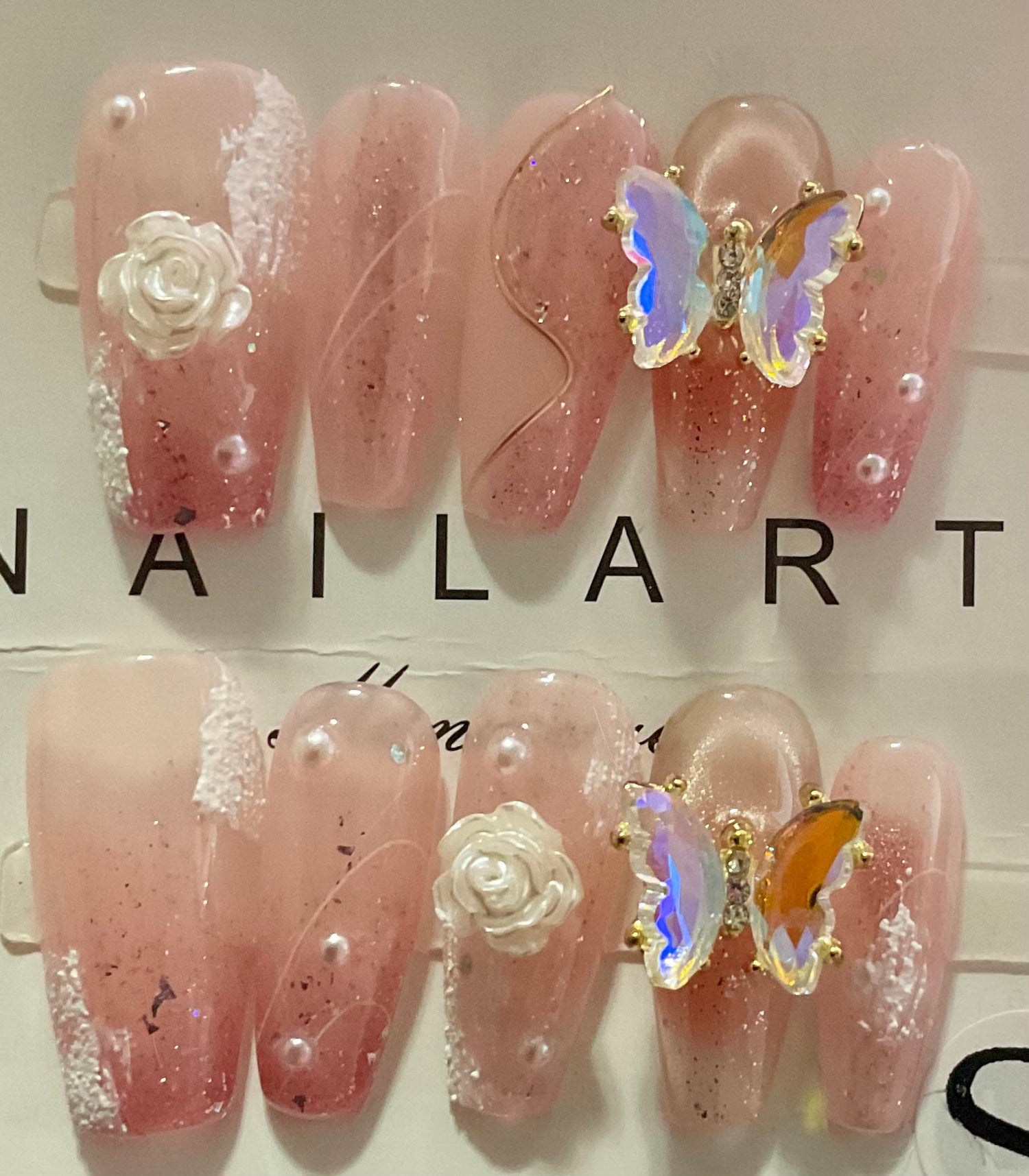 Bling, Or Sequence With Bling Press On Nails