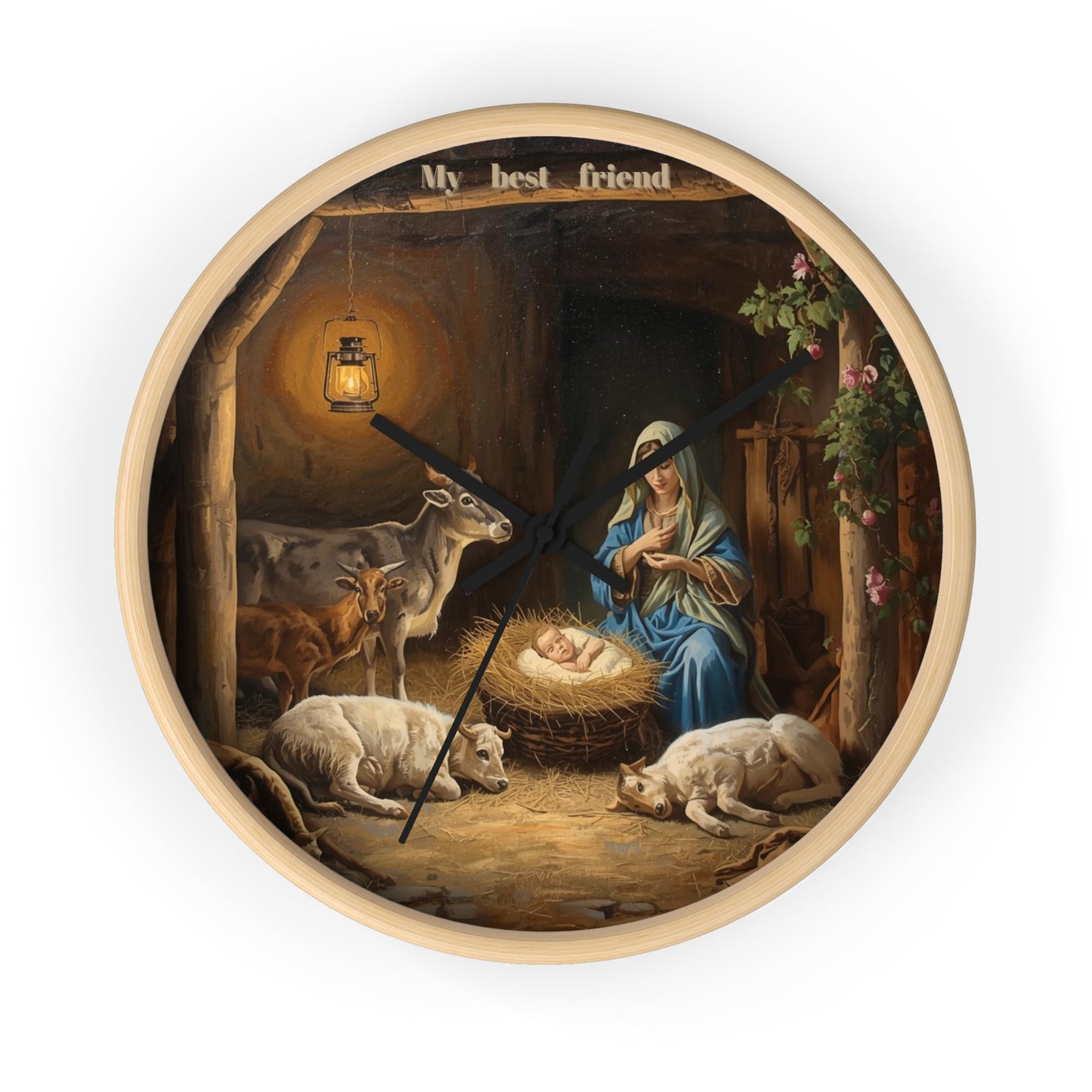 Nativity Scene Wall Clock | Mary Baby Jesus Manger Religious Decor