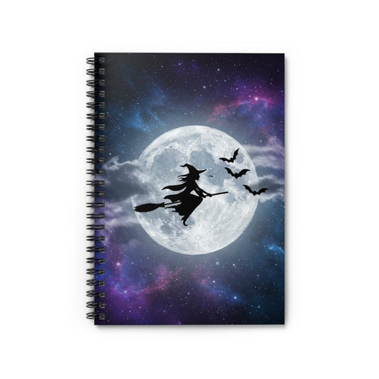 Witchy Spiral Notebook - Ruled Line, Celestial Journal, Halloween Gift, Bat Decor, Witchy Stationery