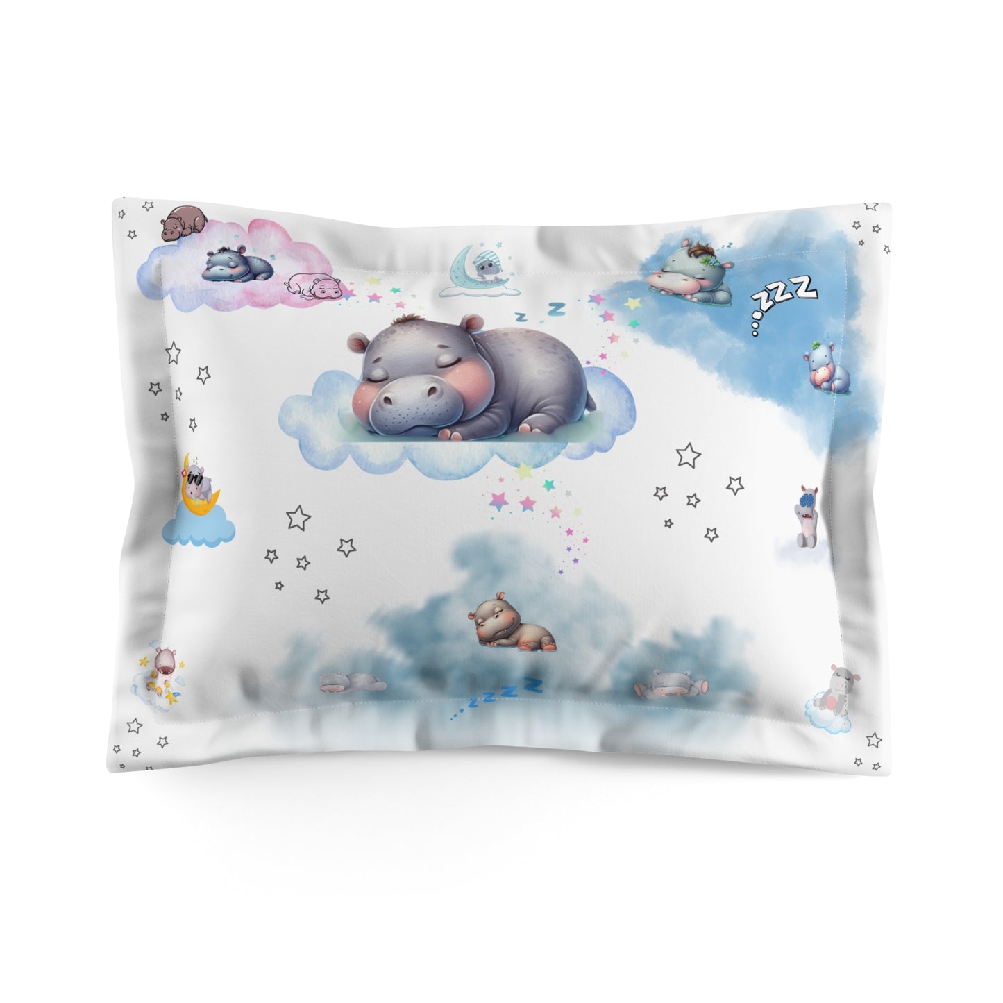 Dreamy Animal Themed Microfiber Pillow Sham for Kids, Cute Cloud Designs, Bedroom Decor, Nursery Gift, Soft Bedding Accessory