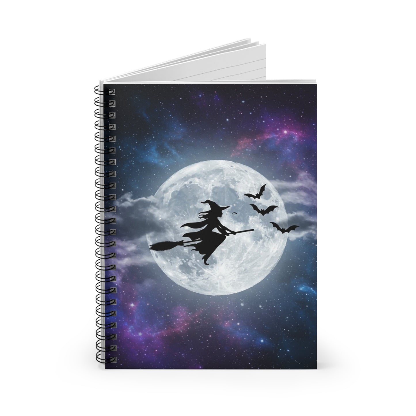 Witchy Spiral Notebook - Ruled Line, Celestial Journal, Halloween Gift, Bat Decor, Witchy Stationery