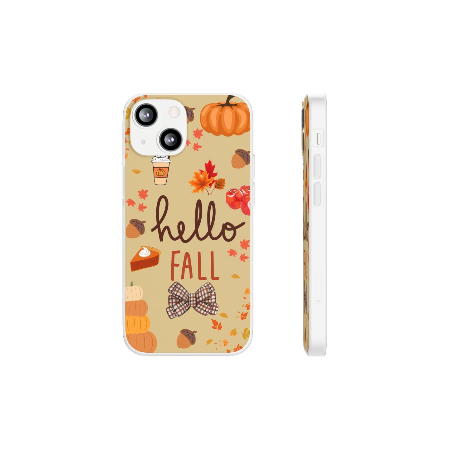 Autumn-Themed Flexi Cases, Seasonal iPhone Cover, Hello Fall Phone Case, Fall Decor Accessory, Perfect for Thanksgiving Gifts