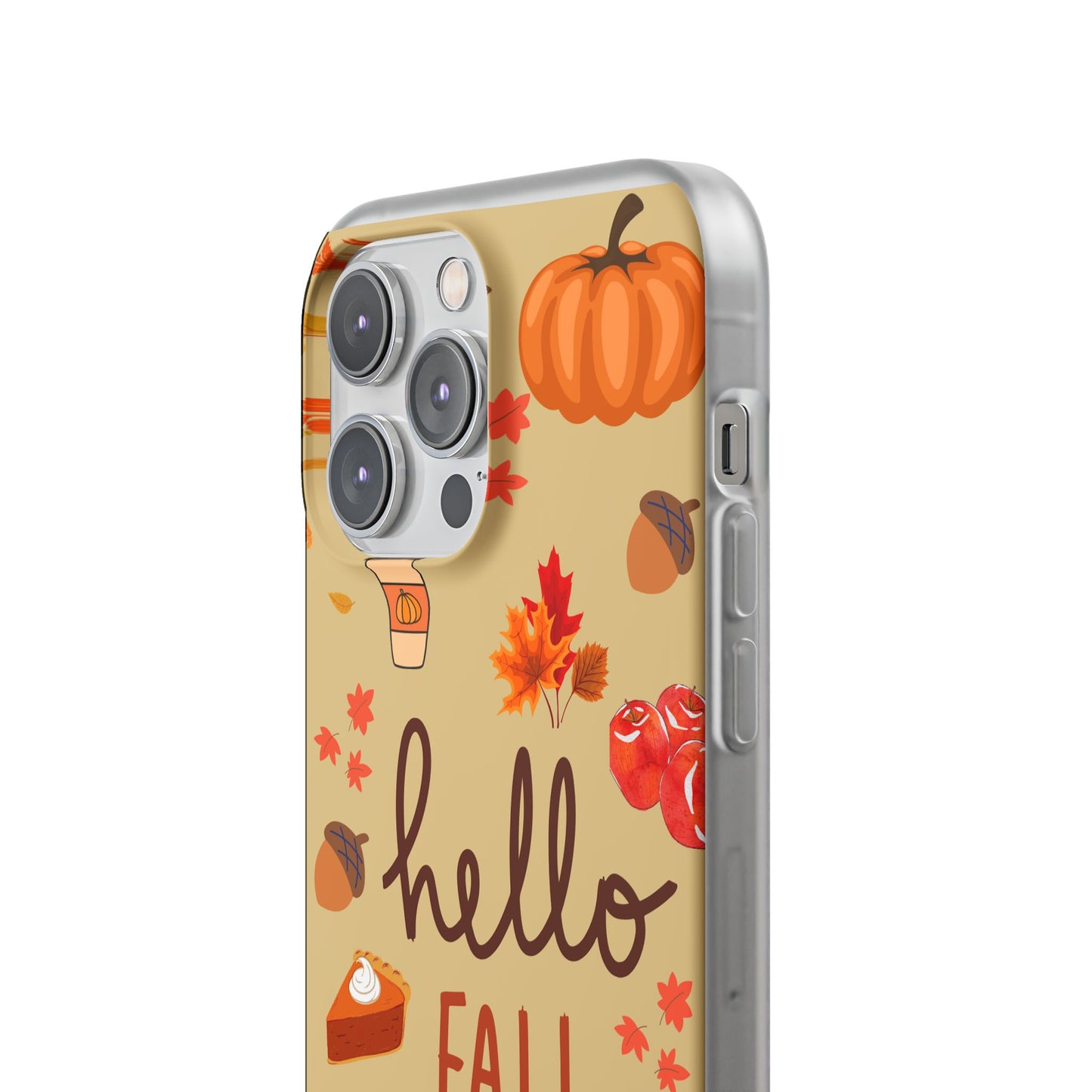 Autumn-Themed Flexi Cases, Seasonal iPhone Cover, Hello Fall Phone Case, Fall Decor Accessory, Perfect for Thanksgiving Gifts