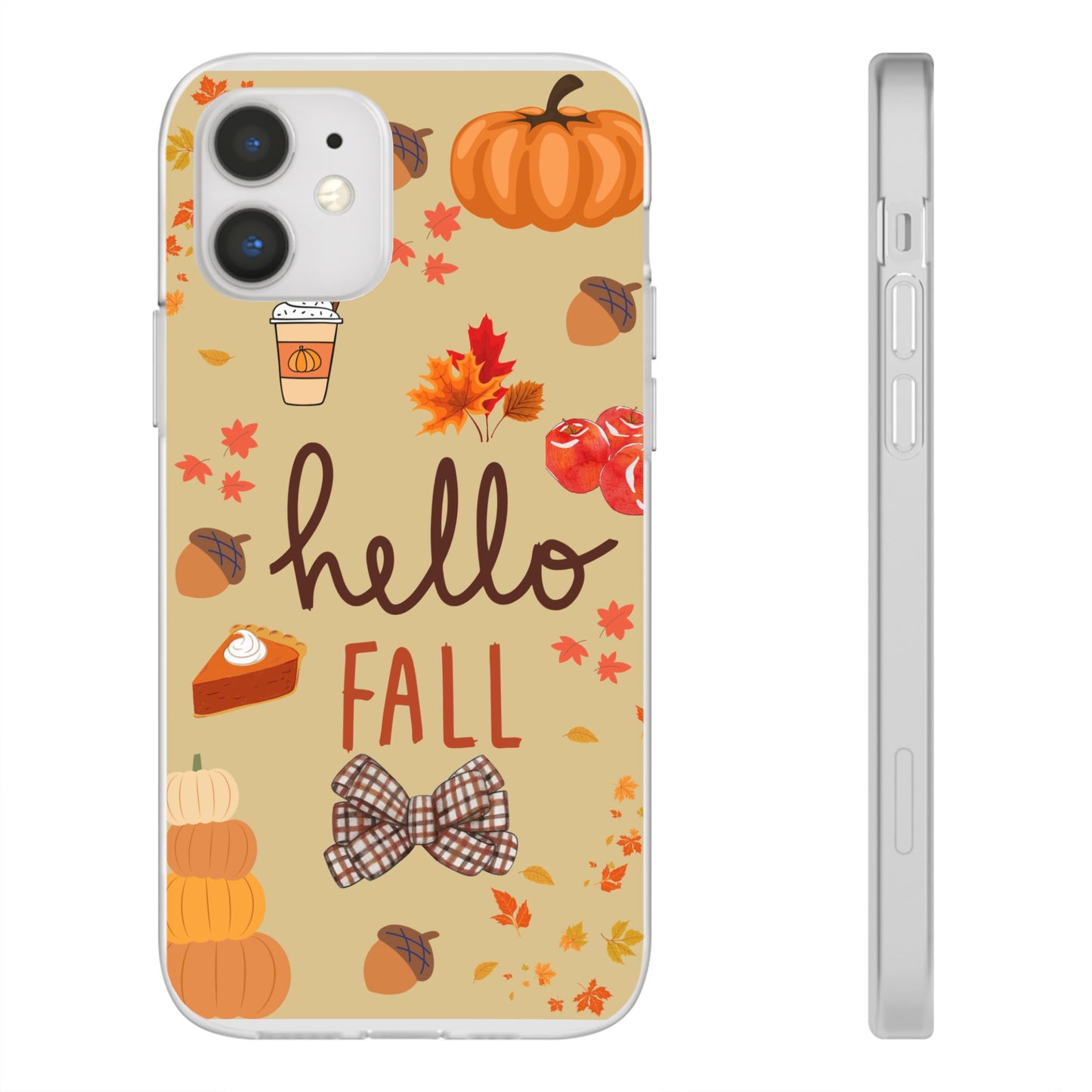 Autumn-Themed Flexi Cases, Seasonal iPhone Cover, Hello Fall Phone Case, Fall Decor Accessory, Perfect for Thanksgiving Gifts