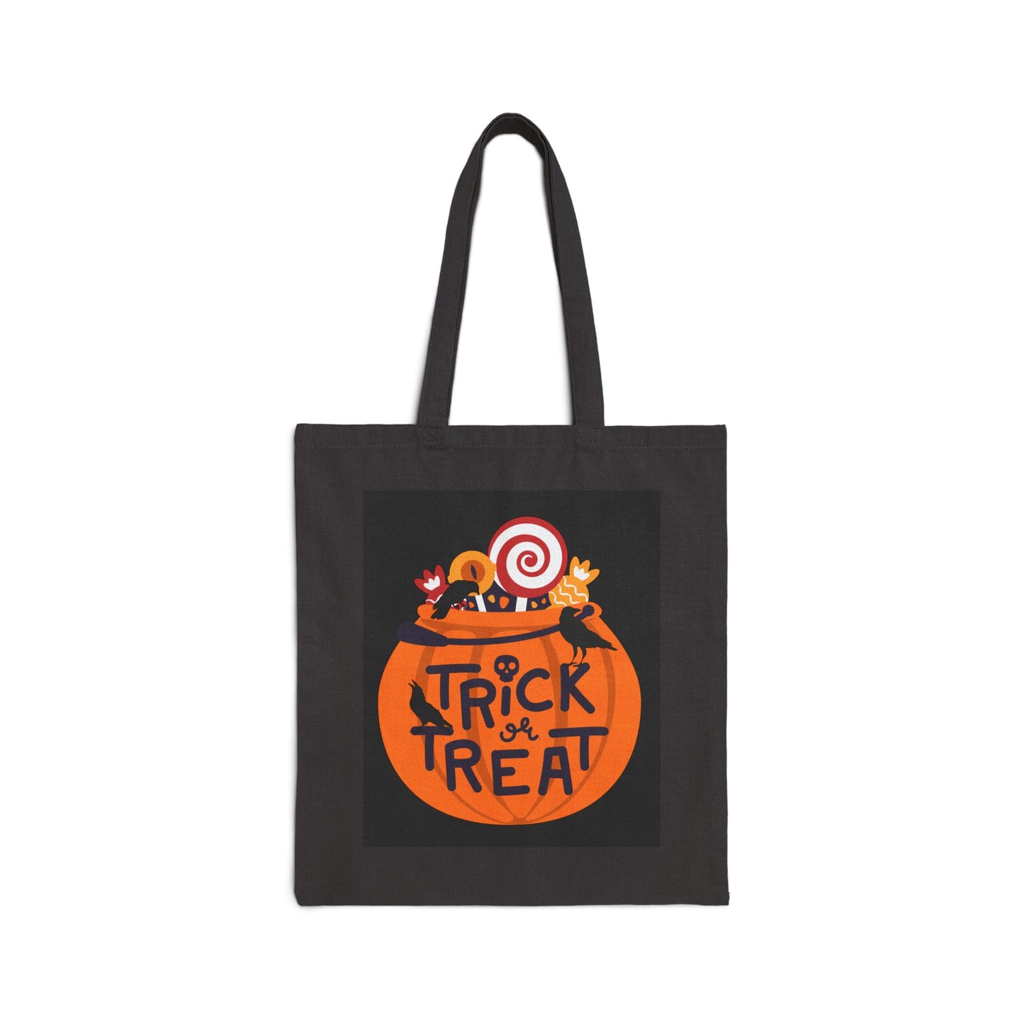 Halloween themed Cotton Canvas Tote Bag, Trick or Treat Bag.